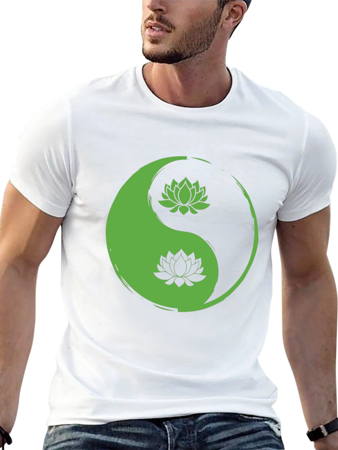 Yin Yang Lotus Black T-Shirt - Balance & Style