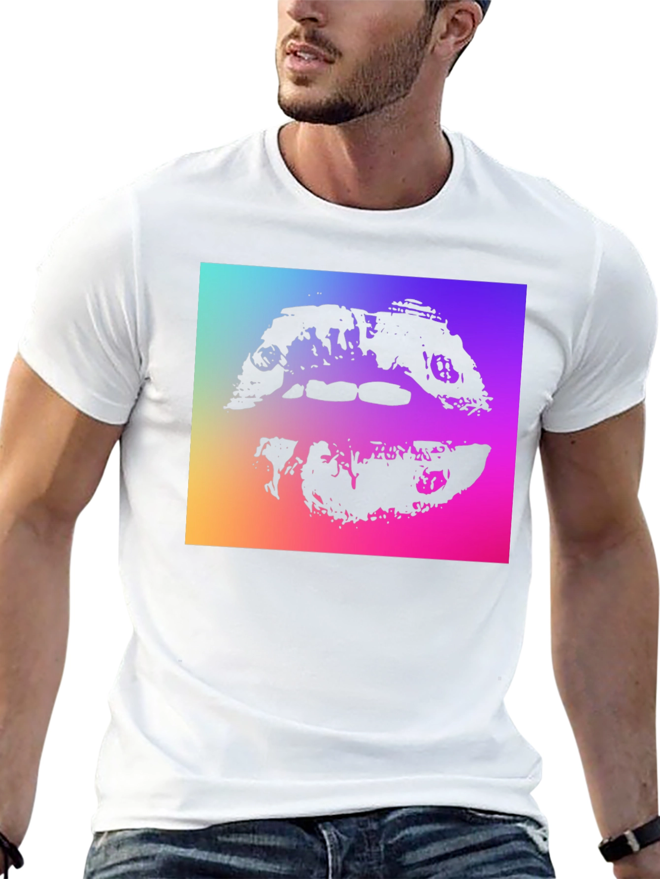 Abstract Lips Graphic Tee - Black
