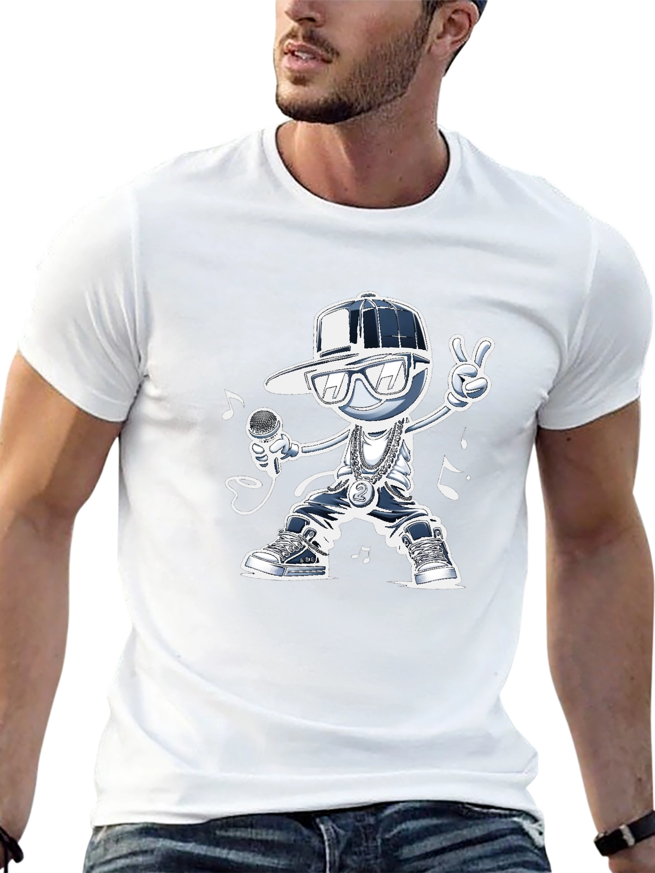 Cool Cartoon Rapper Graphic Tee
