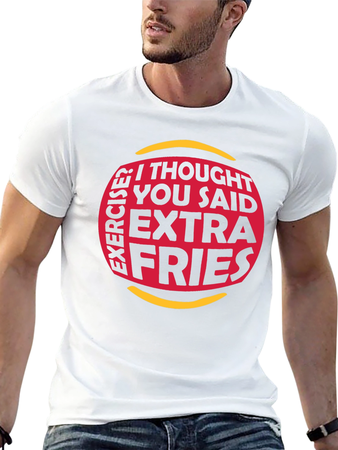 Extra Fries Graphic Tee - Funny Workout Shirt