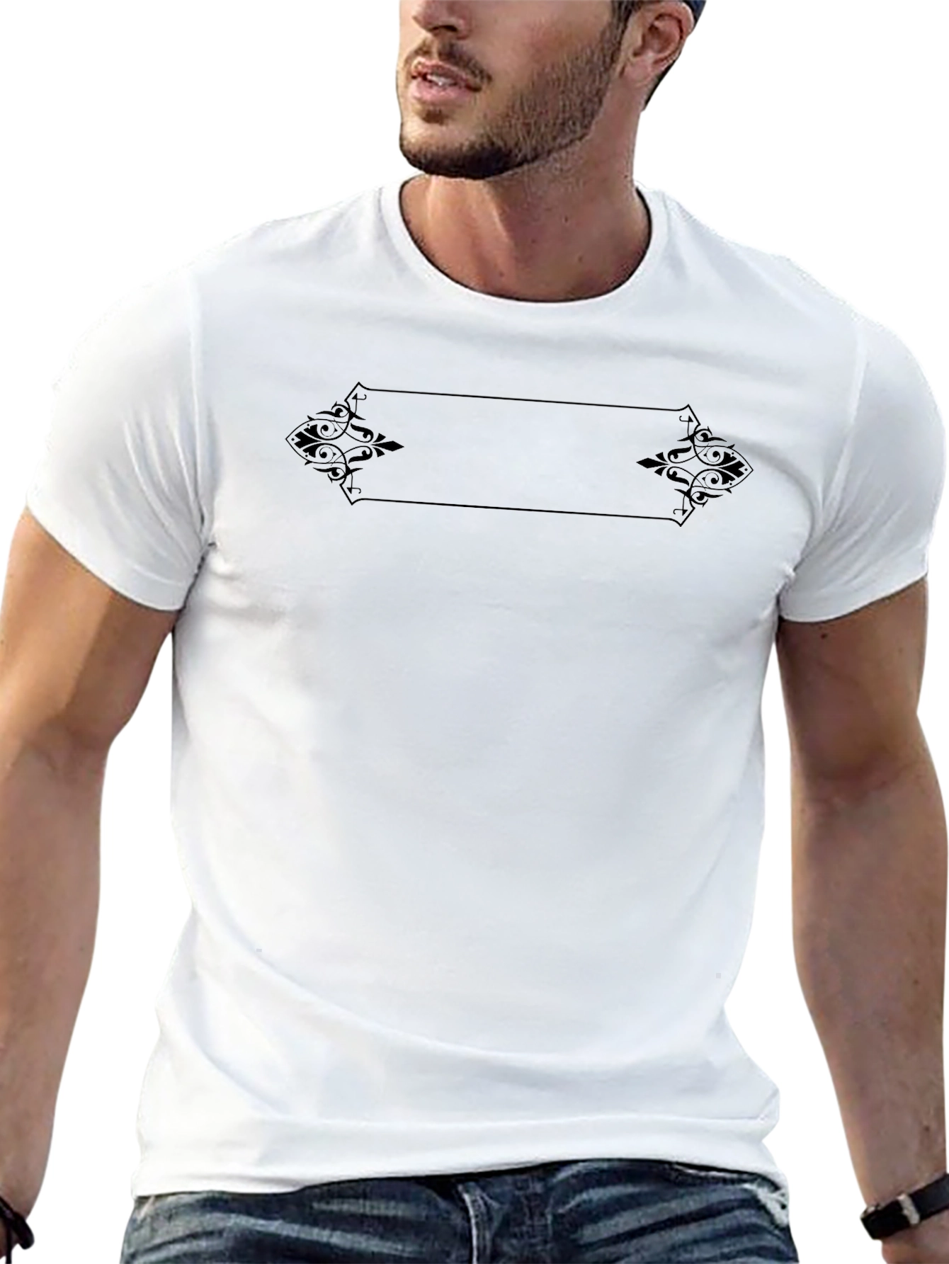 Elegant Black T-Shirt with Decorative Graphic