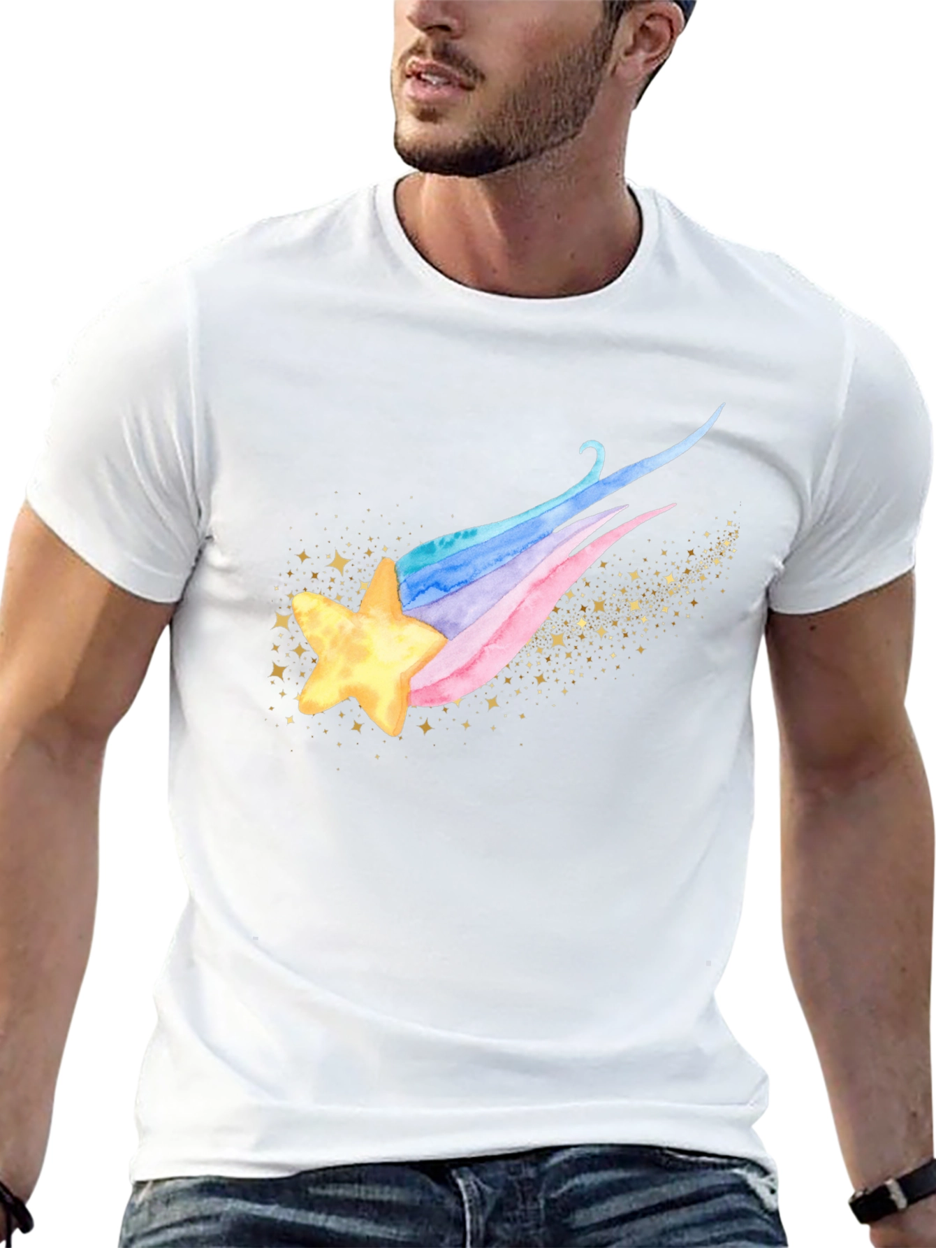 Shooting Star Graphic Tee - Trendy Celestial Design