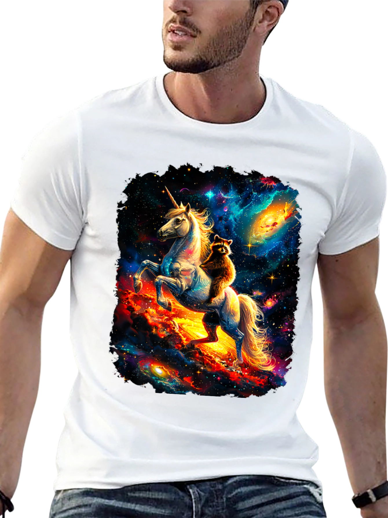 Cosmic Unicorn & Raccoon Graphic Tee