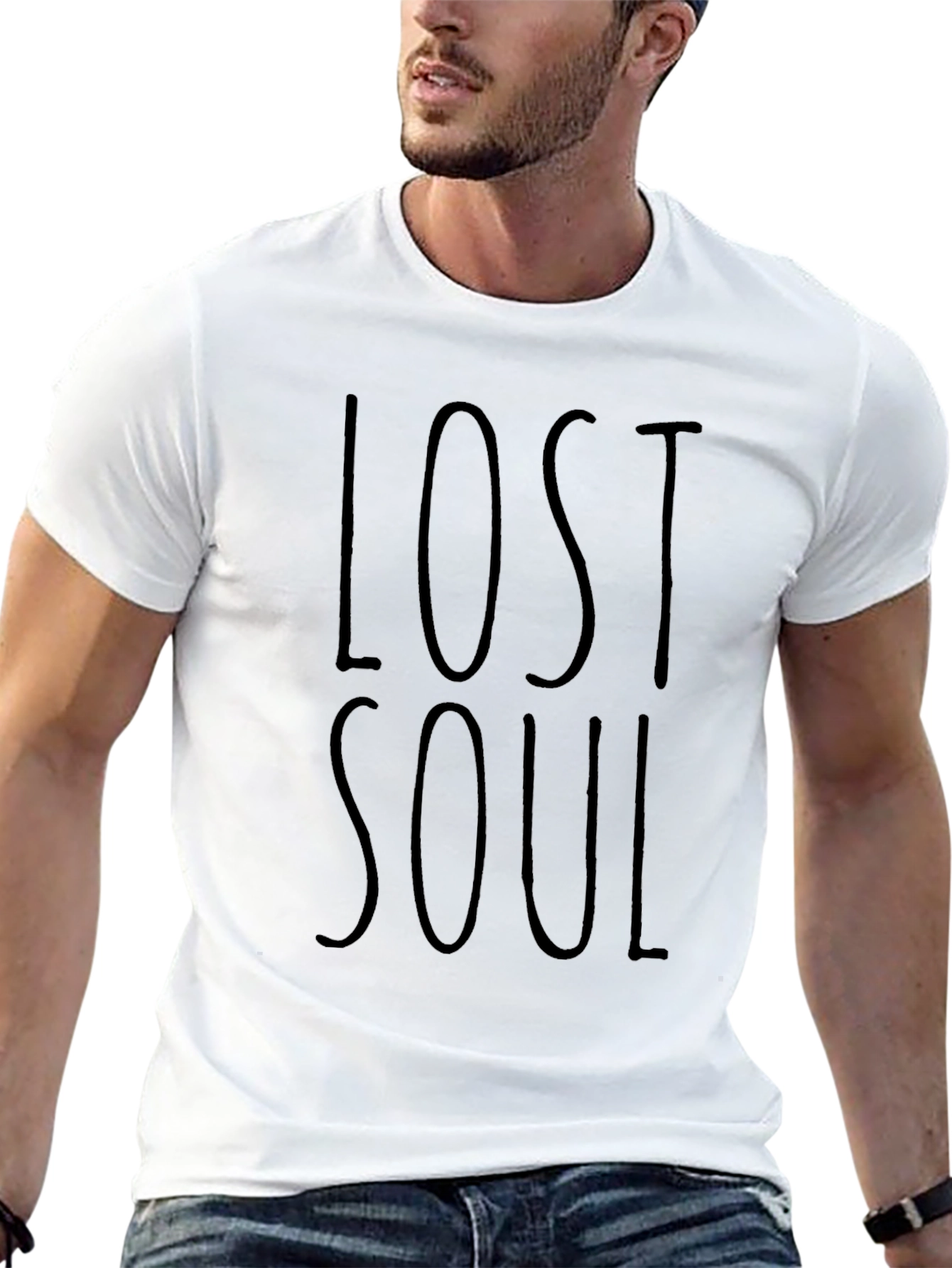Lost Soul Graphic Tee - Black Casual T-Shirt