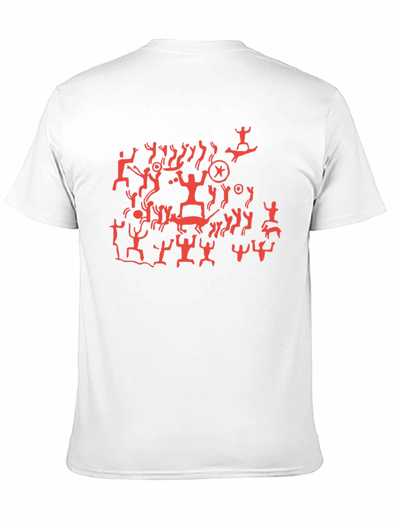 Abstract Red Figure Print Black T-Shirt