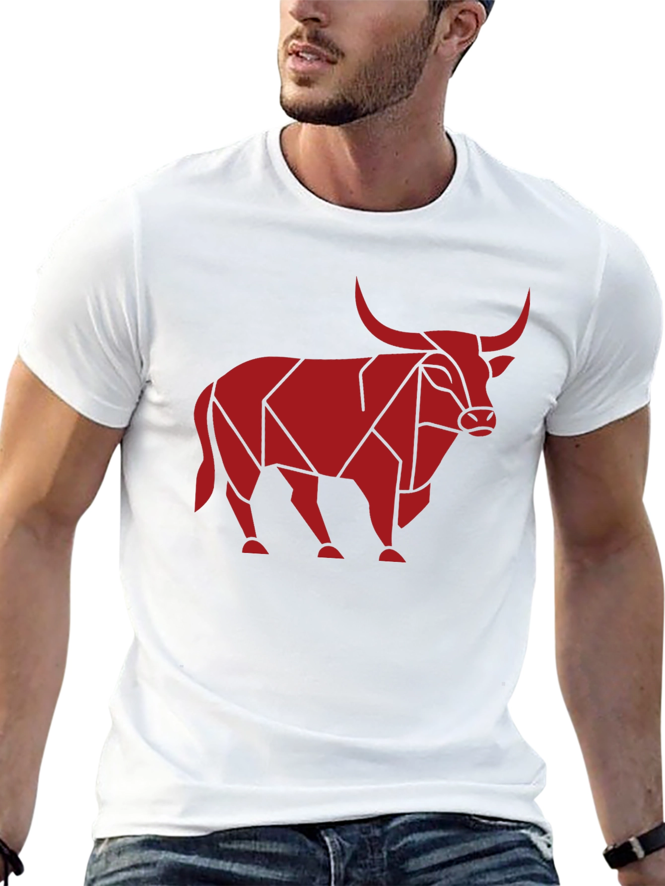 Geometric Bull Graphic T-Shirt - Mens Black Tee