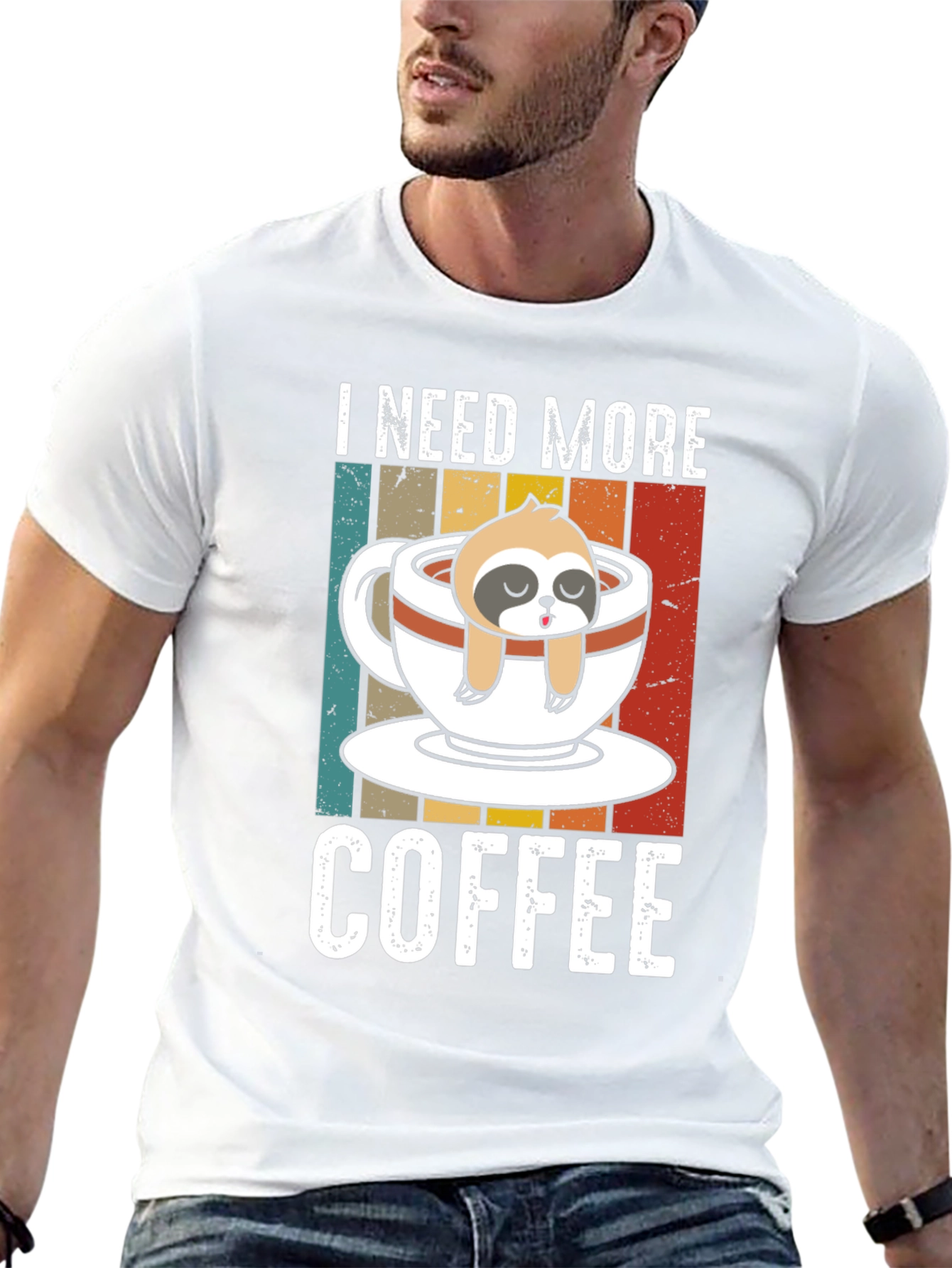 I Need More Coffee Sloth Graphic T-Shirt