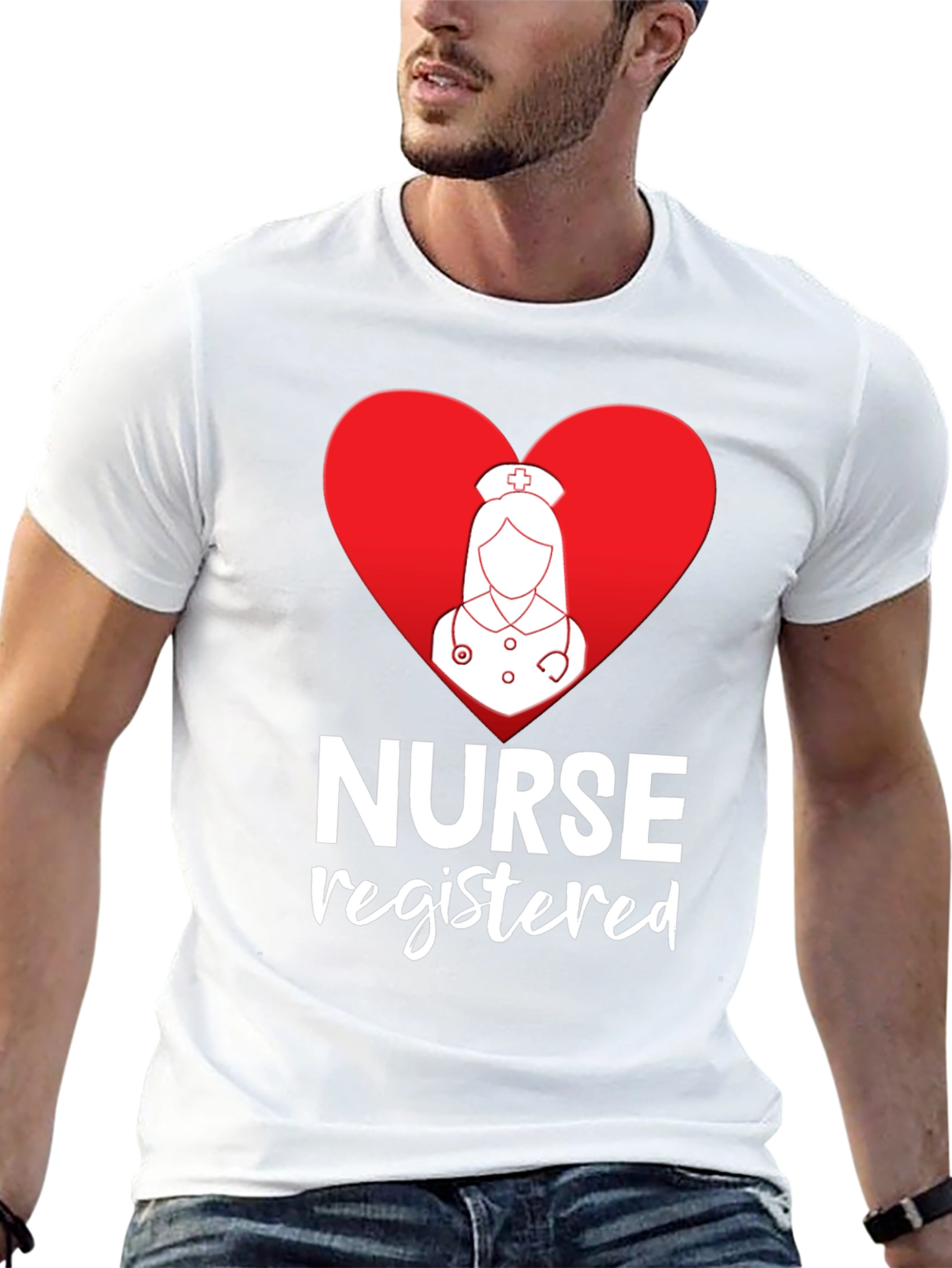 Registered Nurse Heart Graphic Black T-Shirt