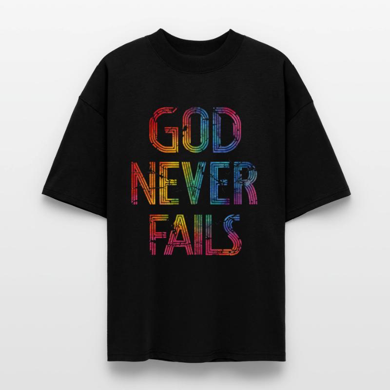 God Never Fails – Rainbow Christian Typography