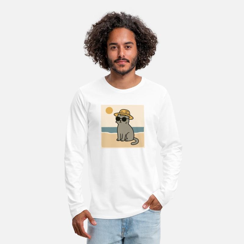 gray cat on the beach design