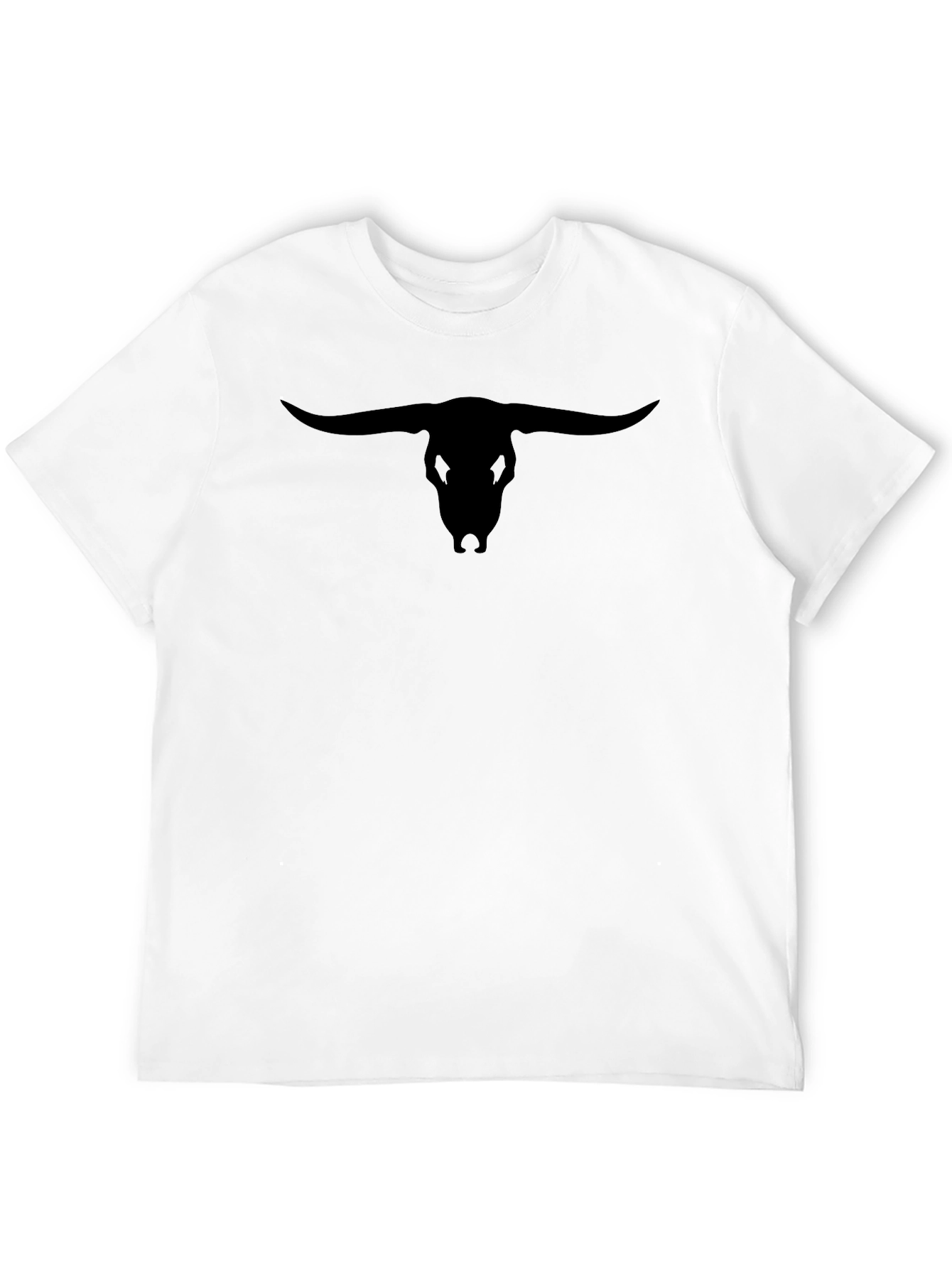 Mens Black Bull Skull Graphic T-Shirt