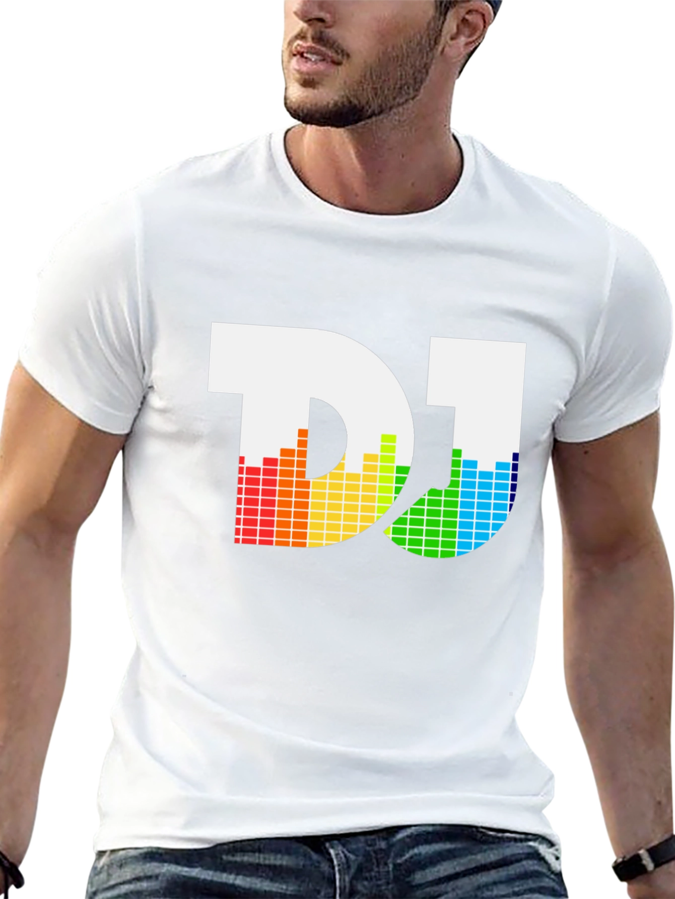 DJ Rainbow Equalizer Graphic Tee - Black