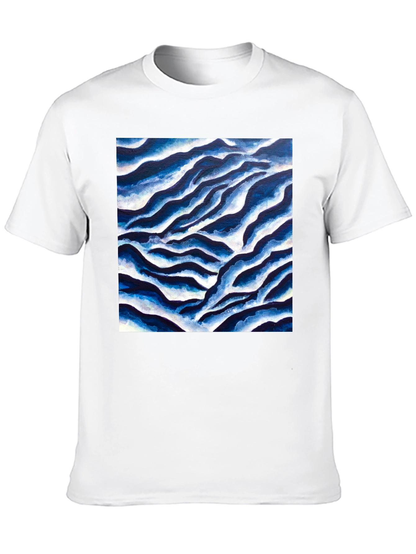Abstract Blue Wave Graphic Tee - Cool Casual Style
