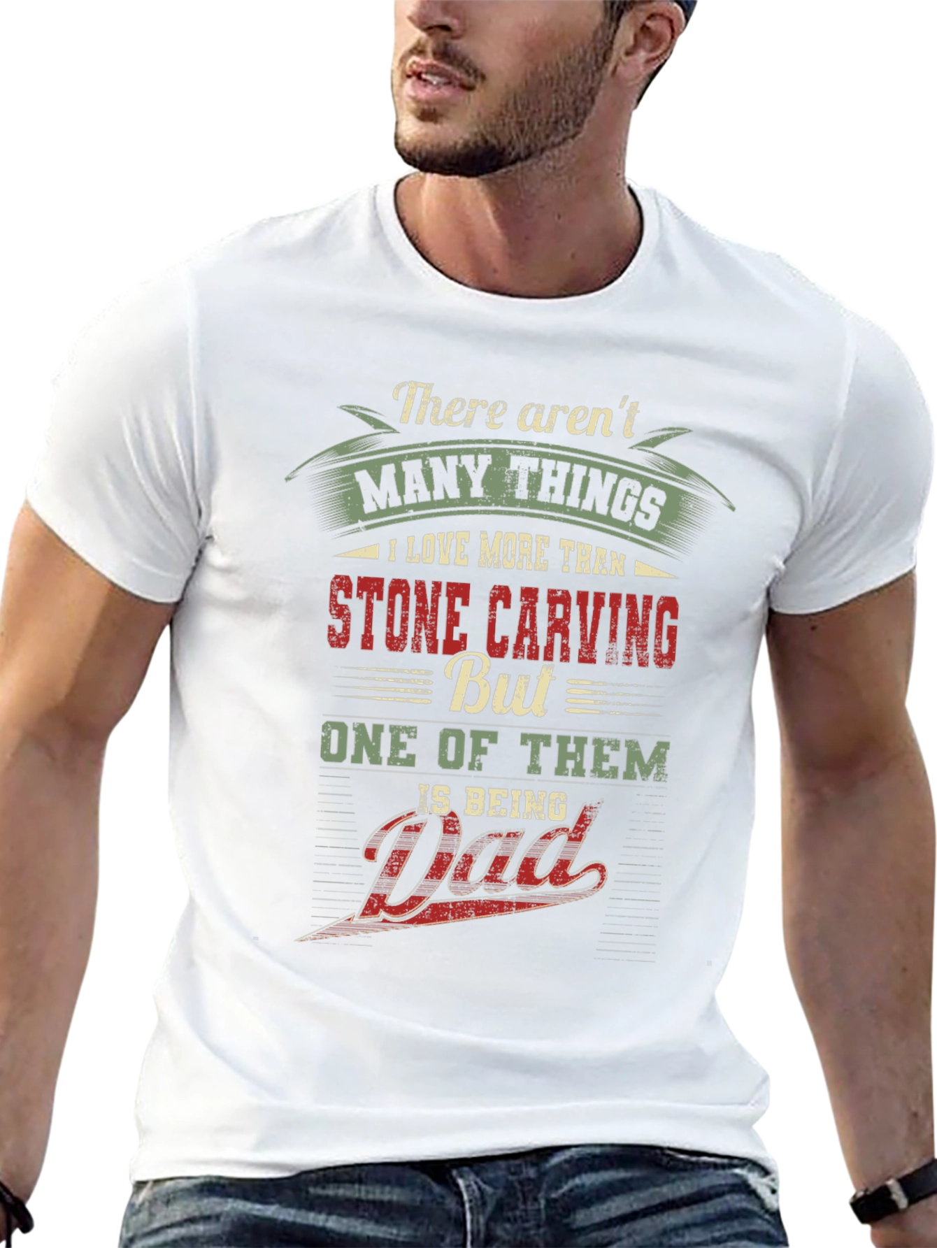 Stone Carving Dad Black Graphic T-Shirt