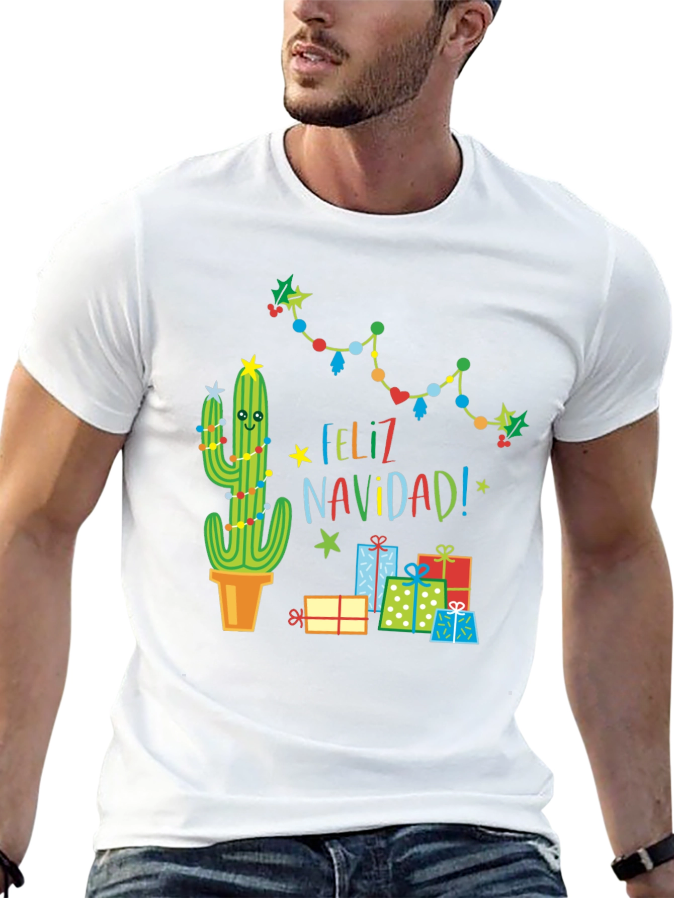 Feliz Navidad Cactus T-Shirt - Holiday Gift