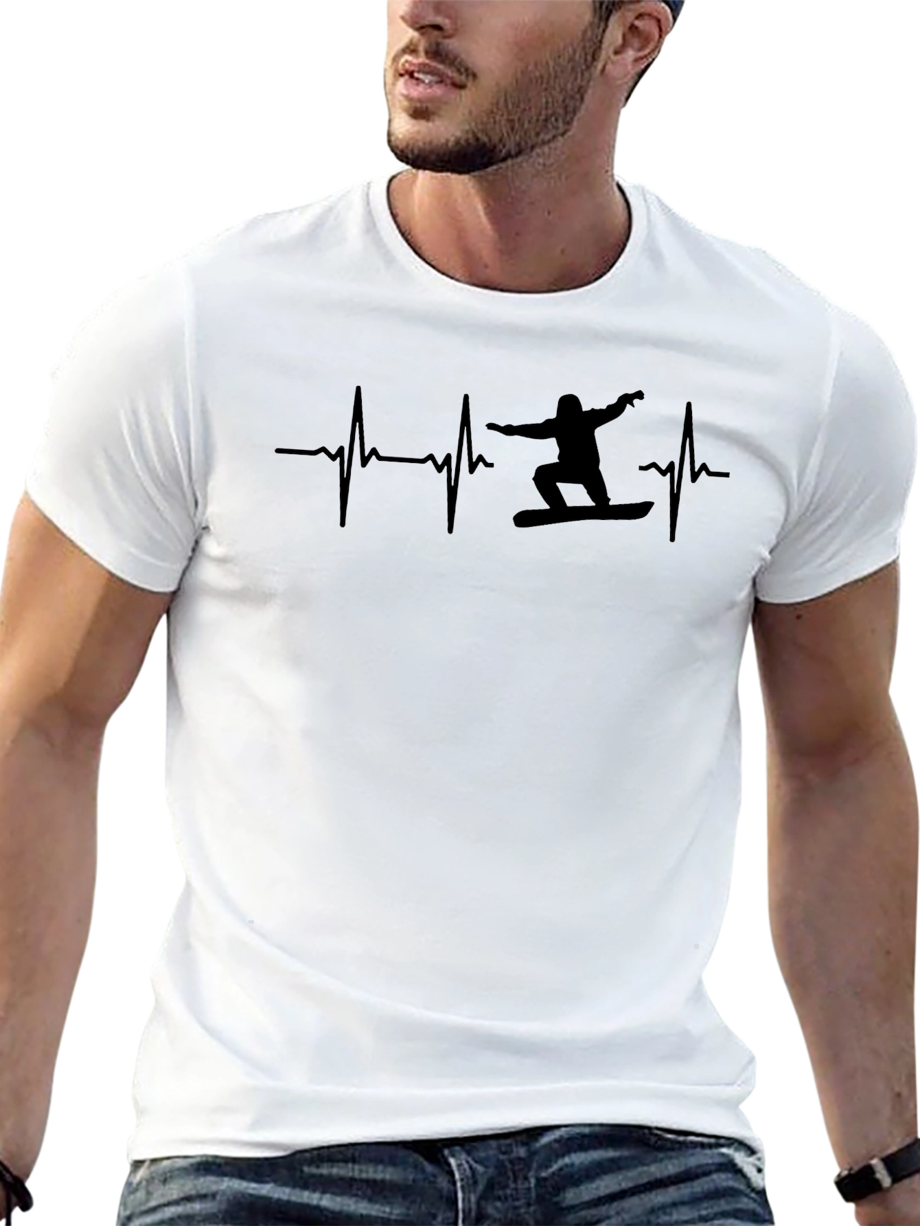 Snowboard Heartbeat Graphic Tee - Black T-Shirt