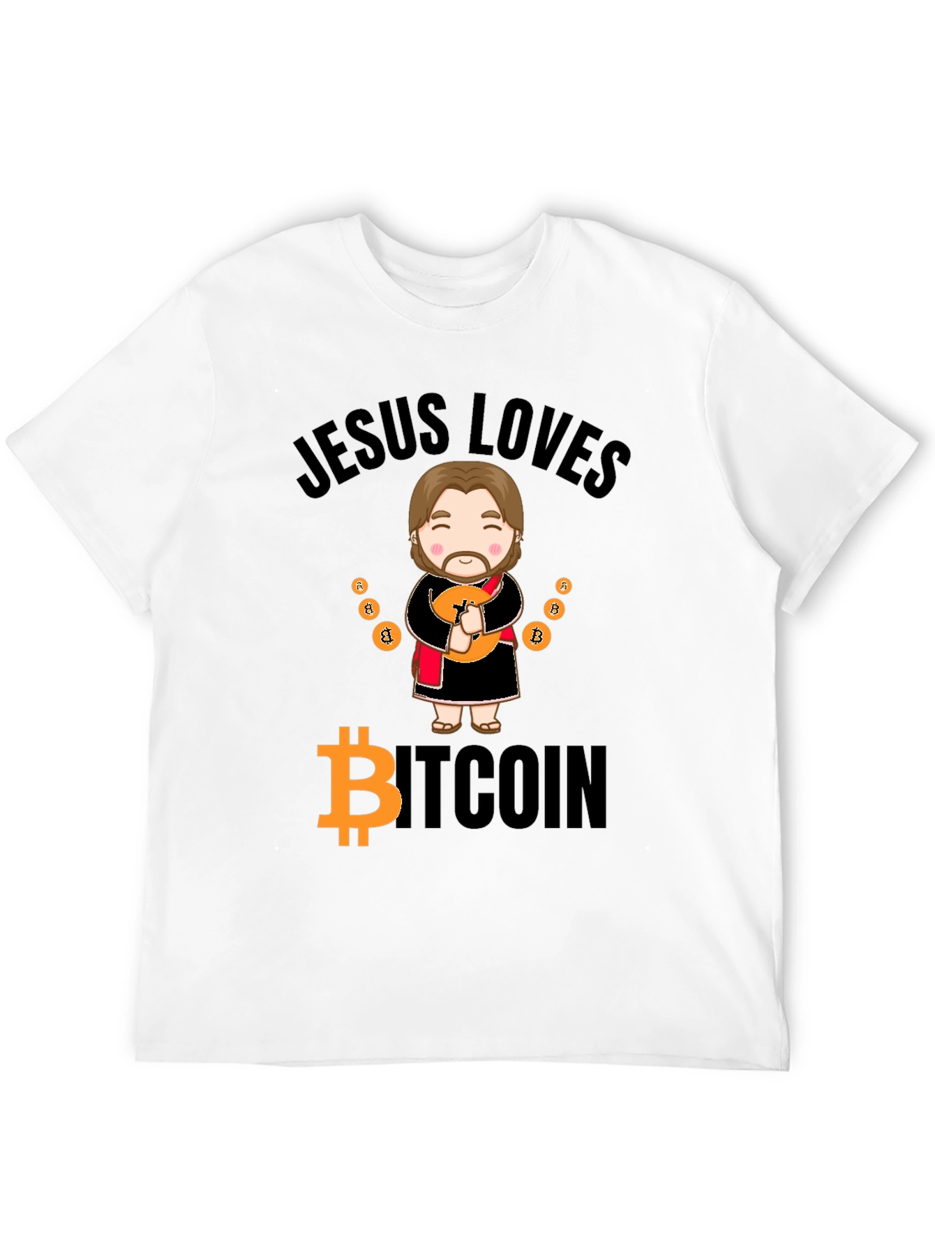 Jesus Loves Bitcoin Graphic T-Shirt - Crypto Gift