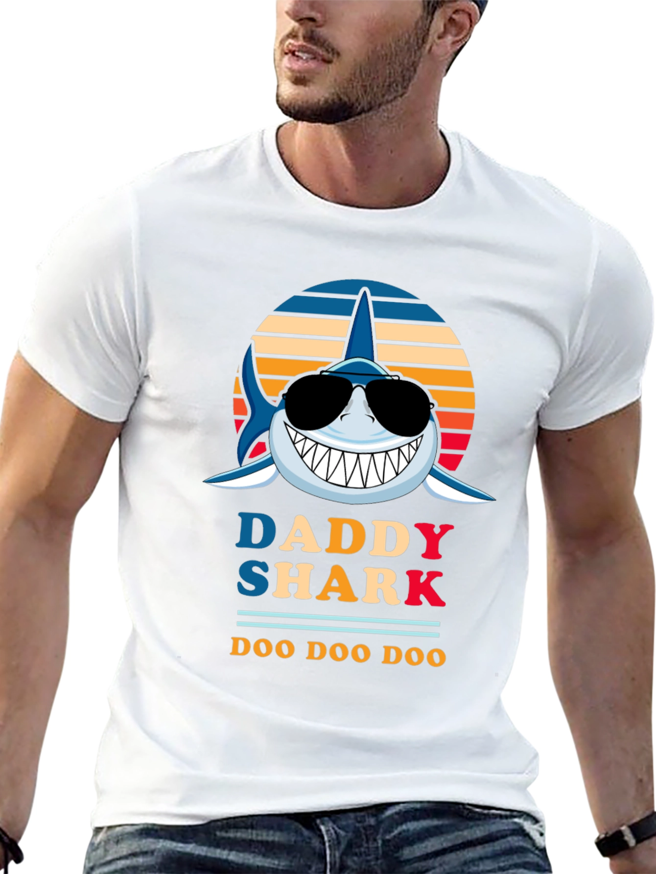 Daddy Shark Graphic Tee - Fun Family Apparel