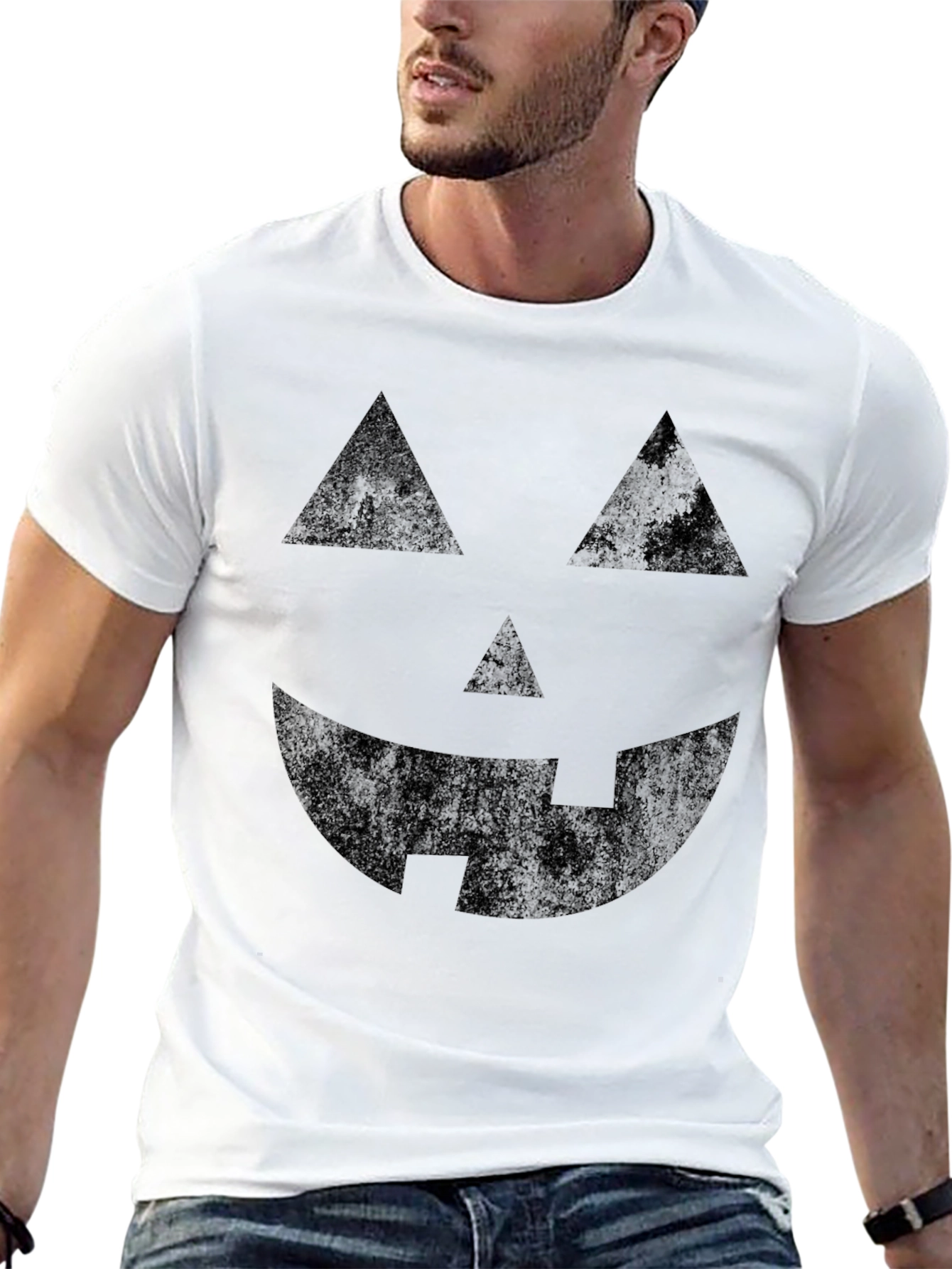 Halloween Pumpkin Face Black T-Shirt