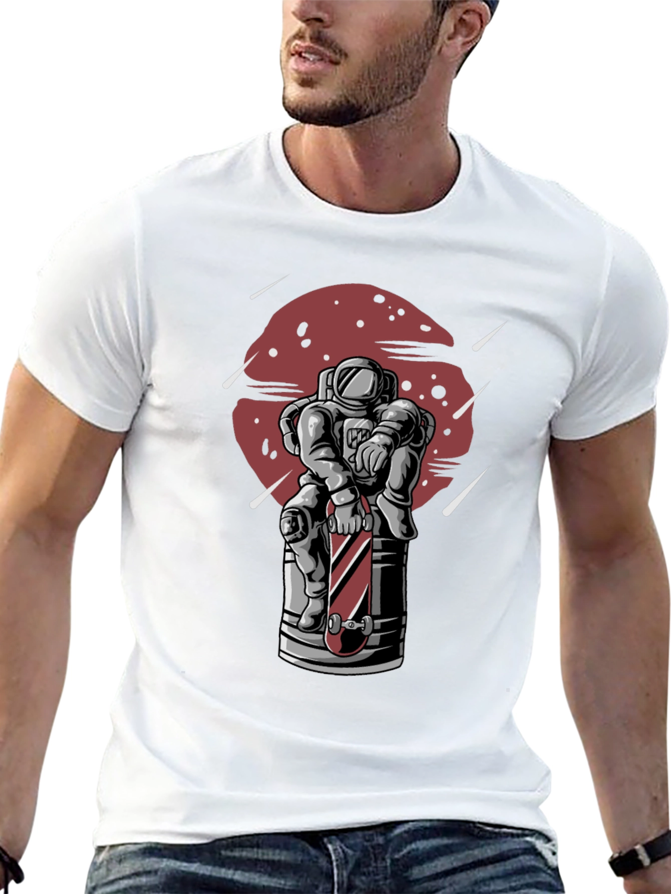 Astronaut Skateboard Graphic T-Shirt