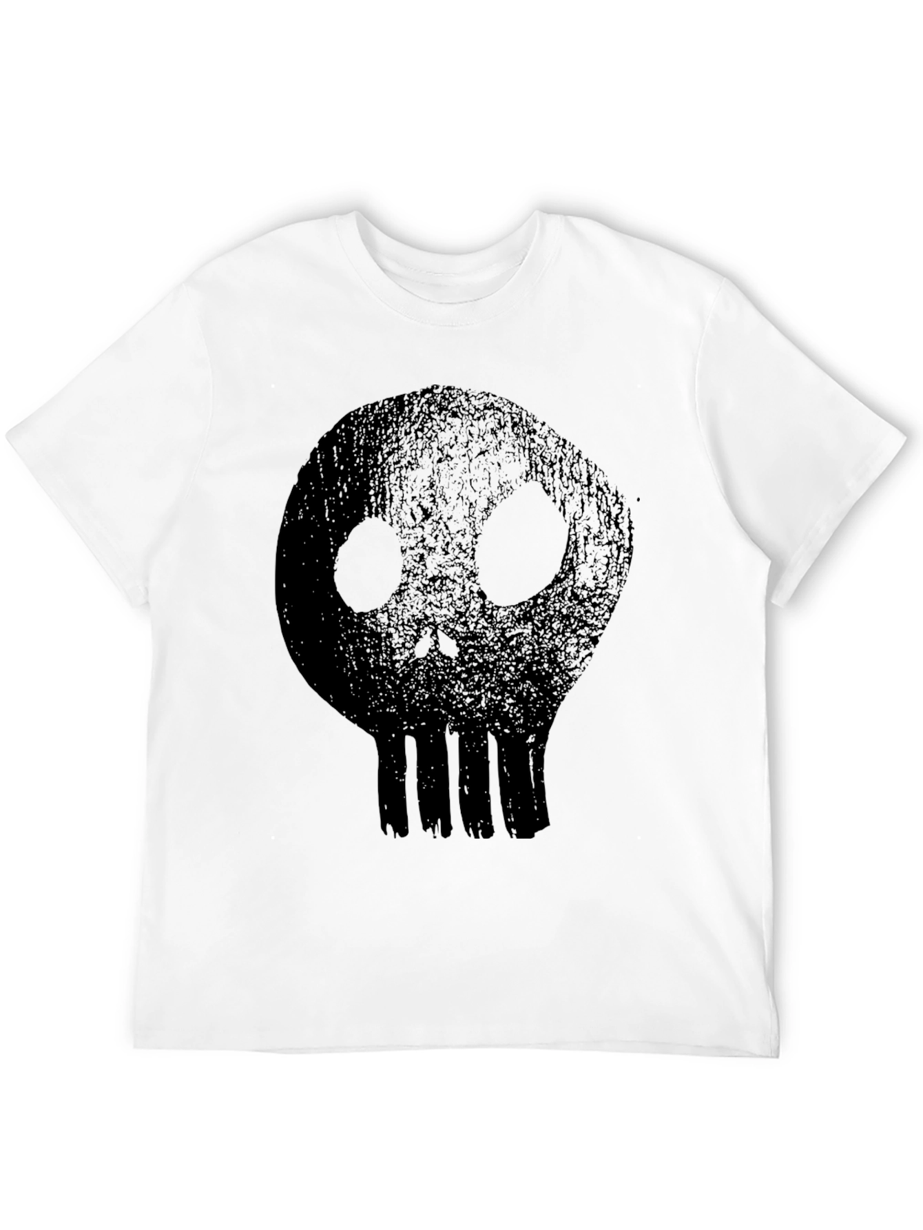 Mens Black T-Shirt with Distressed Skull Graphic