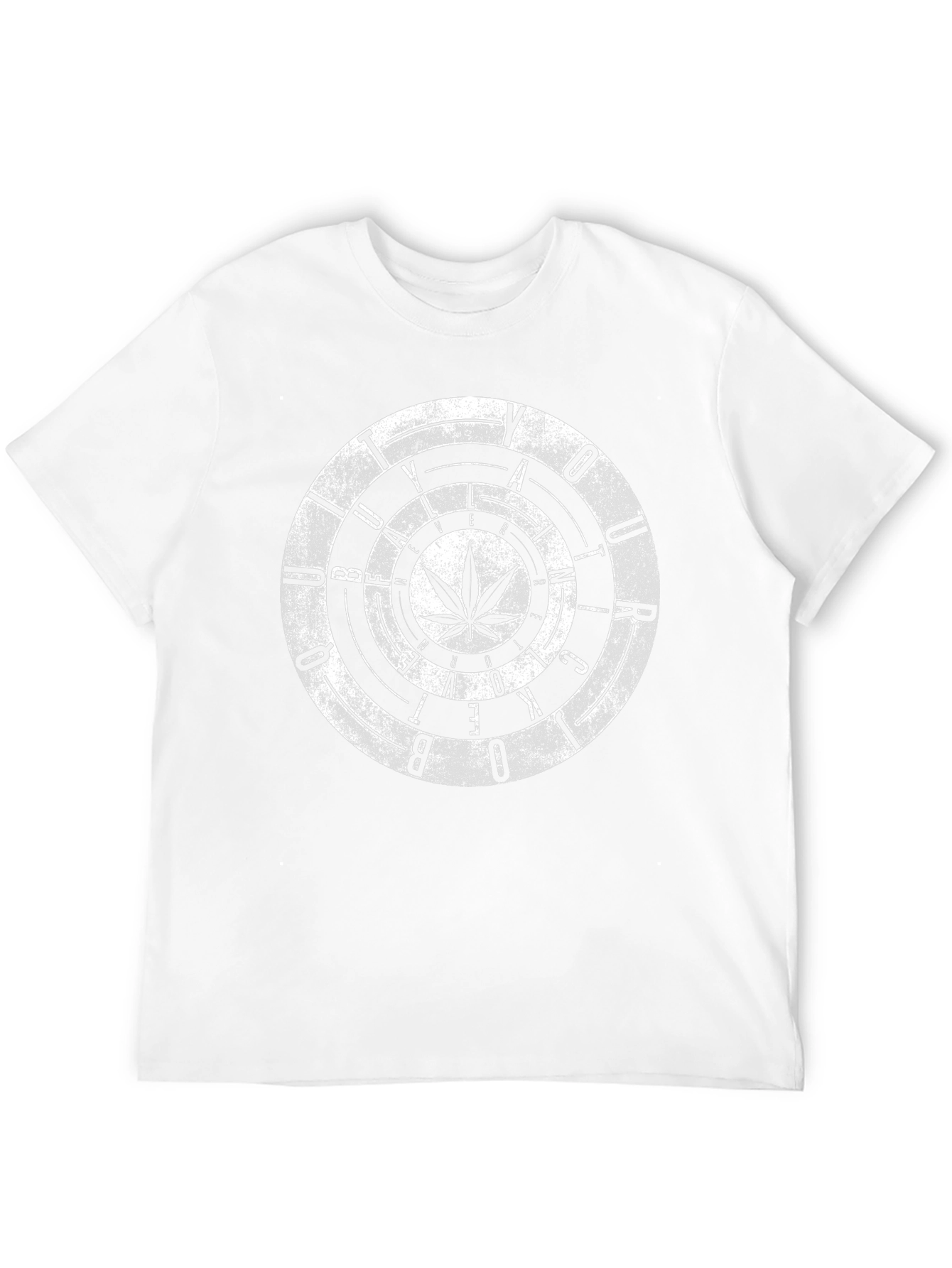 Circular Graphic T-Shirt with Cannabis Leaf
