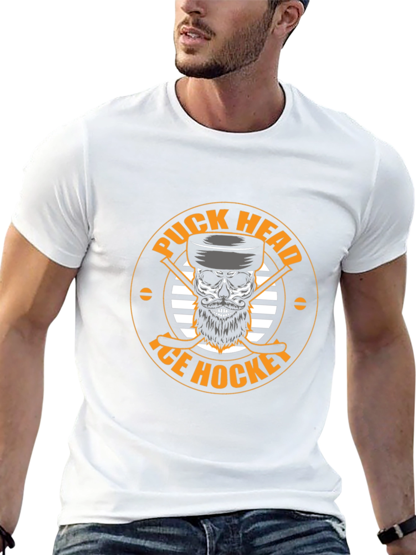 Puck Head Ice Hockey Skull Graphic Tee