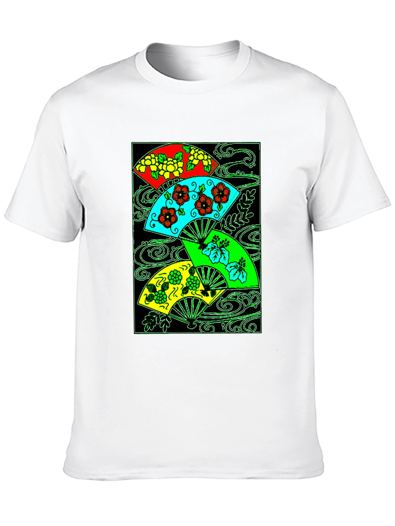 Floral Fan T-Shirt - Unique Artistic Design