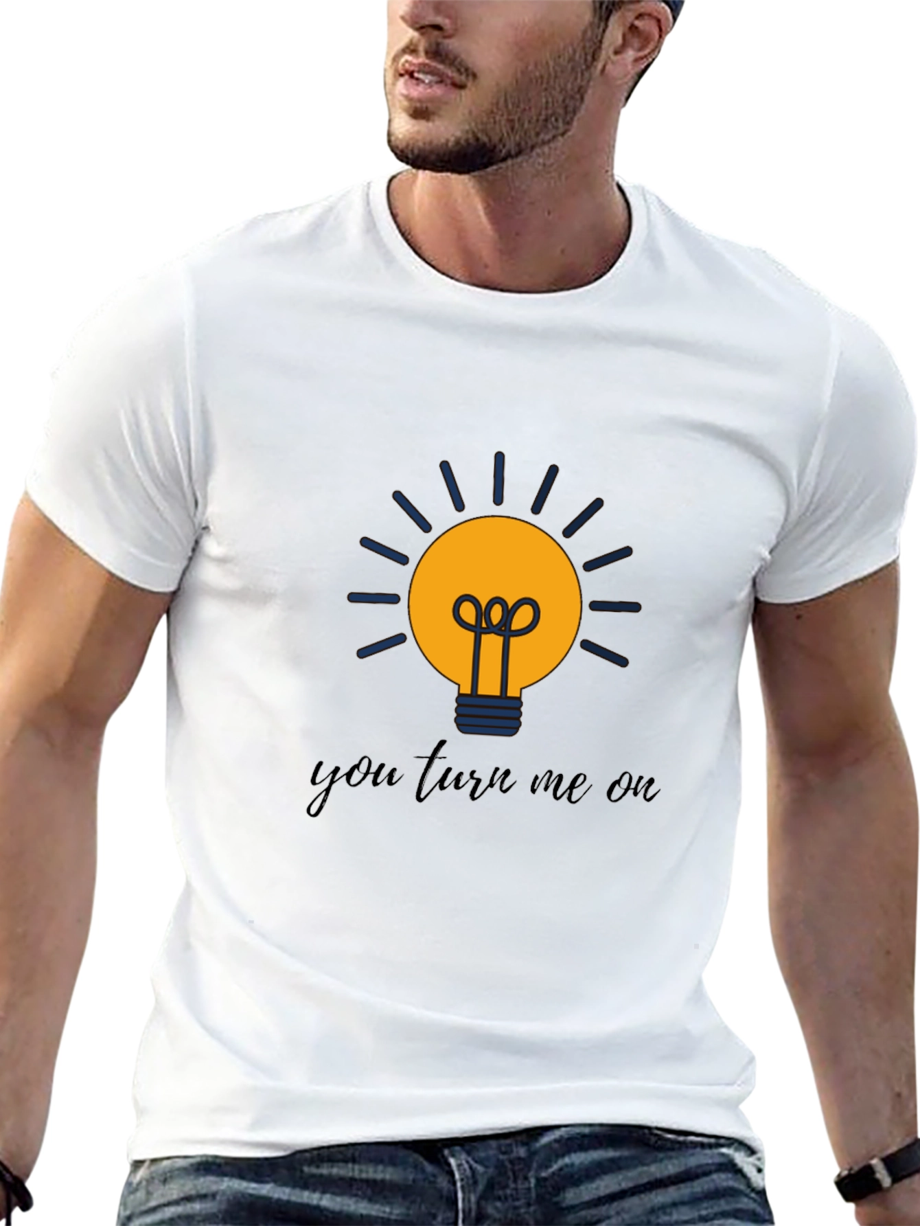 Humorous You Turn Me On Lightbulb Graphic Tee