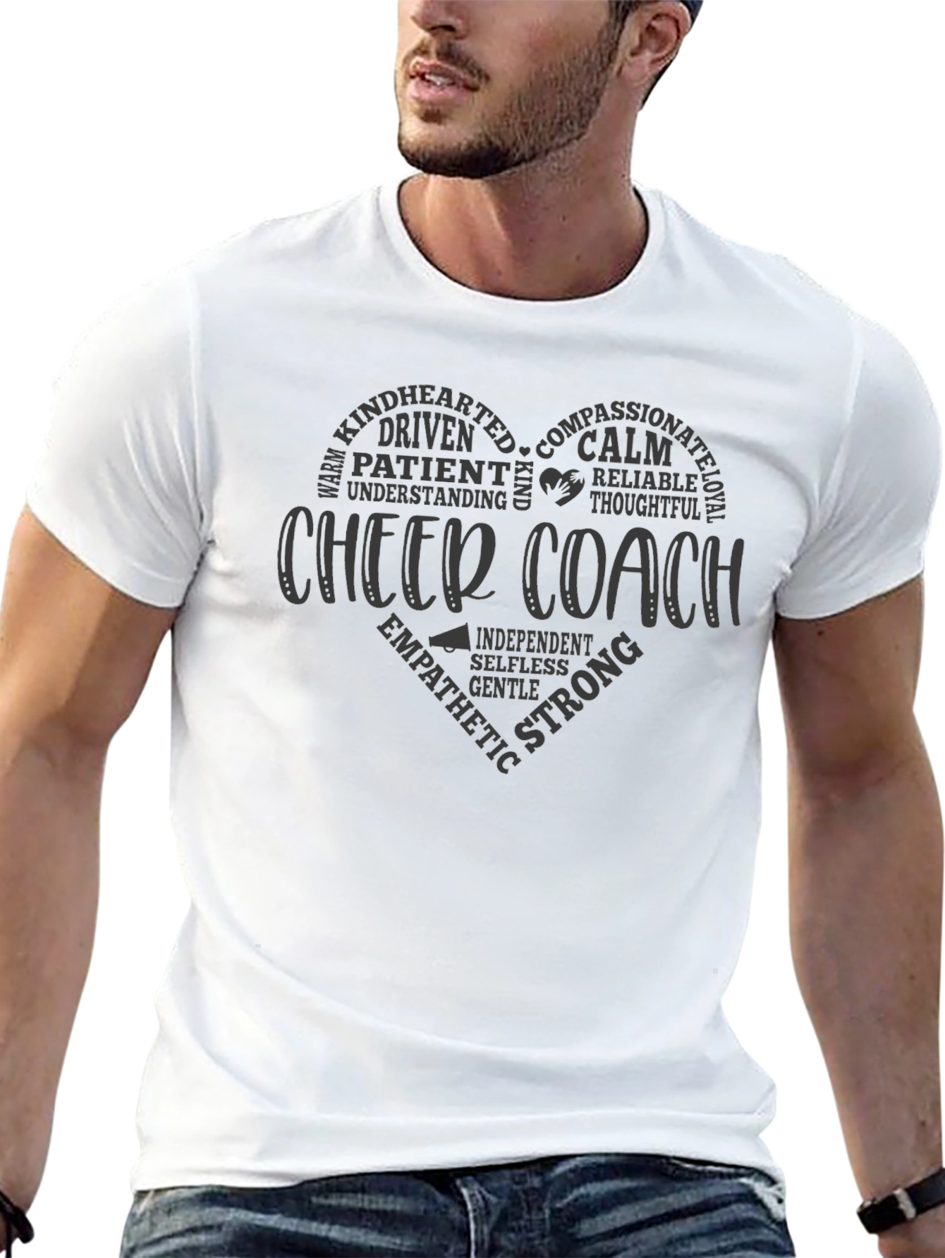 Cheer Coach Heart Graphic T-Shirt