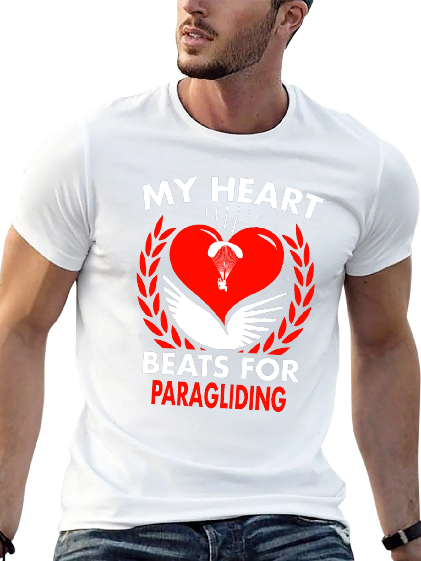 My Heart Beats for Paragliding Black Graphic Tee