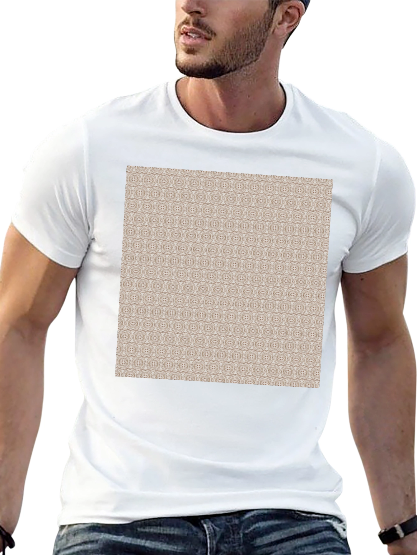 Patterned Print Black Casual Tee