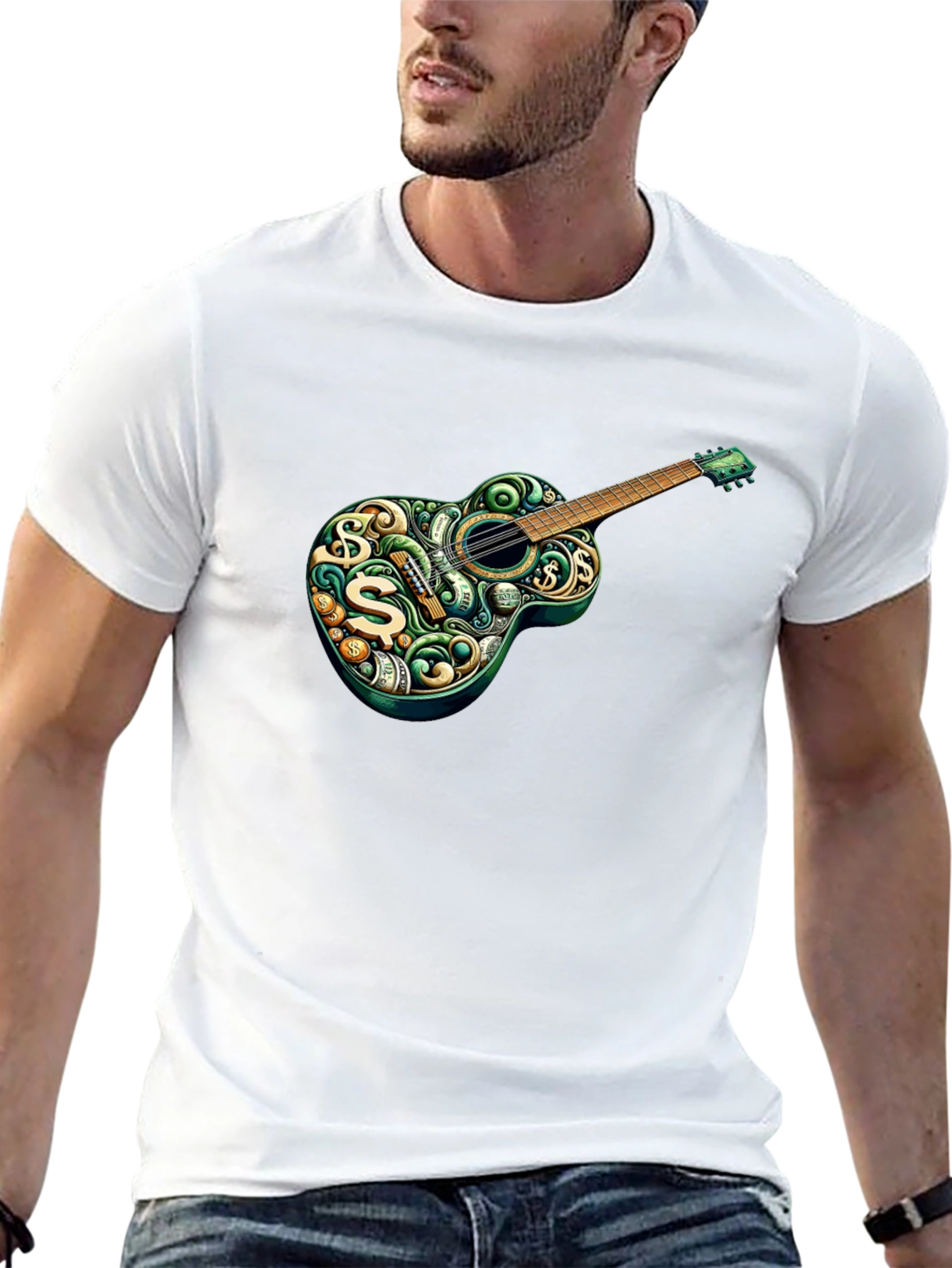 Money Guitar Graphic Tee - Stylish Musician T-Shirt