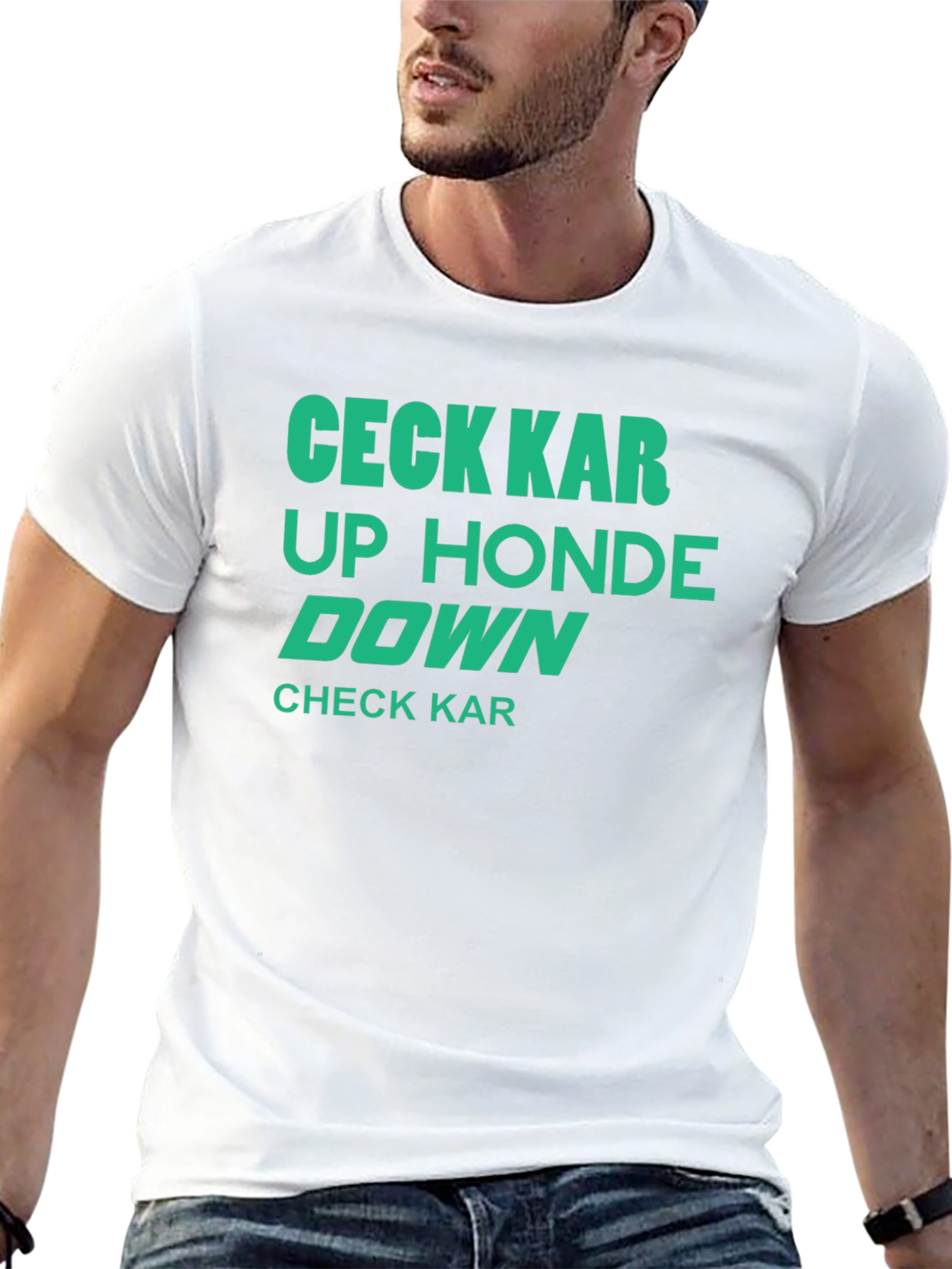 Check Kar Up Honde Down Funny Graphic T-Shirt