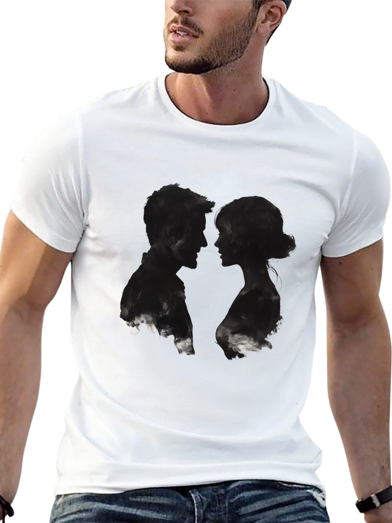 Silhouette Couple Graphic Black T-Shirt
