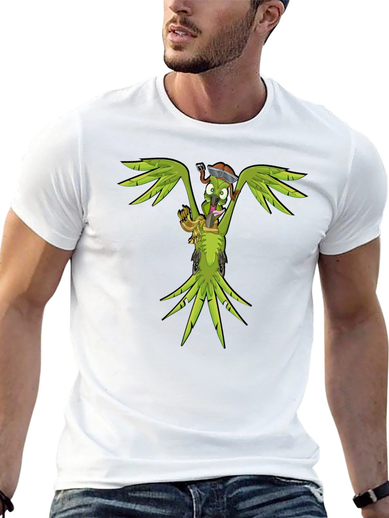 Cartoon Parrot Graphic T-Shirt