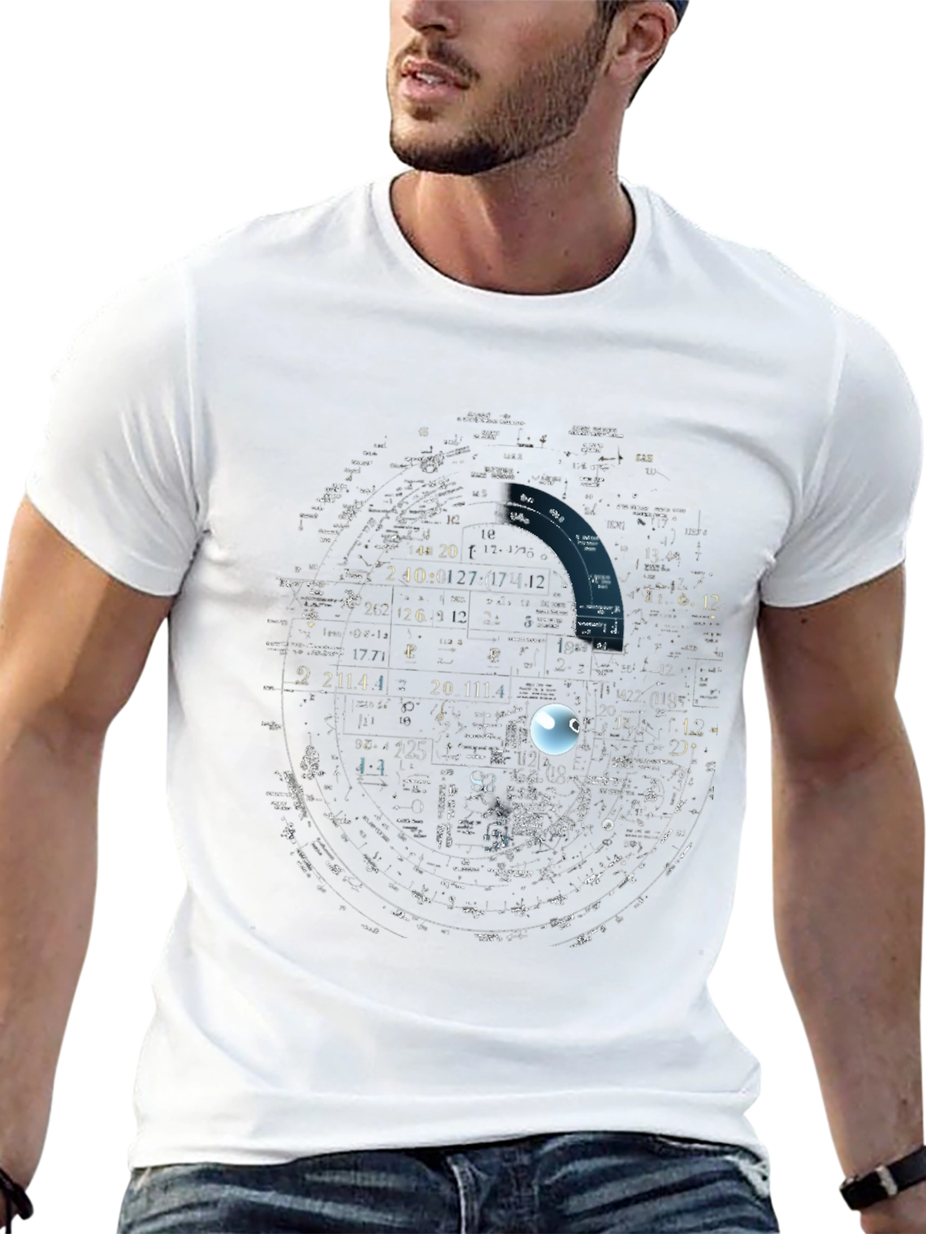 Abstract Circle Design Black T-Shirt
