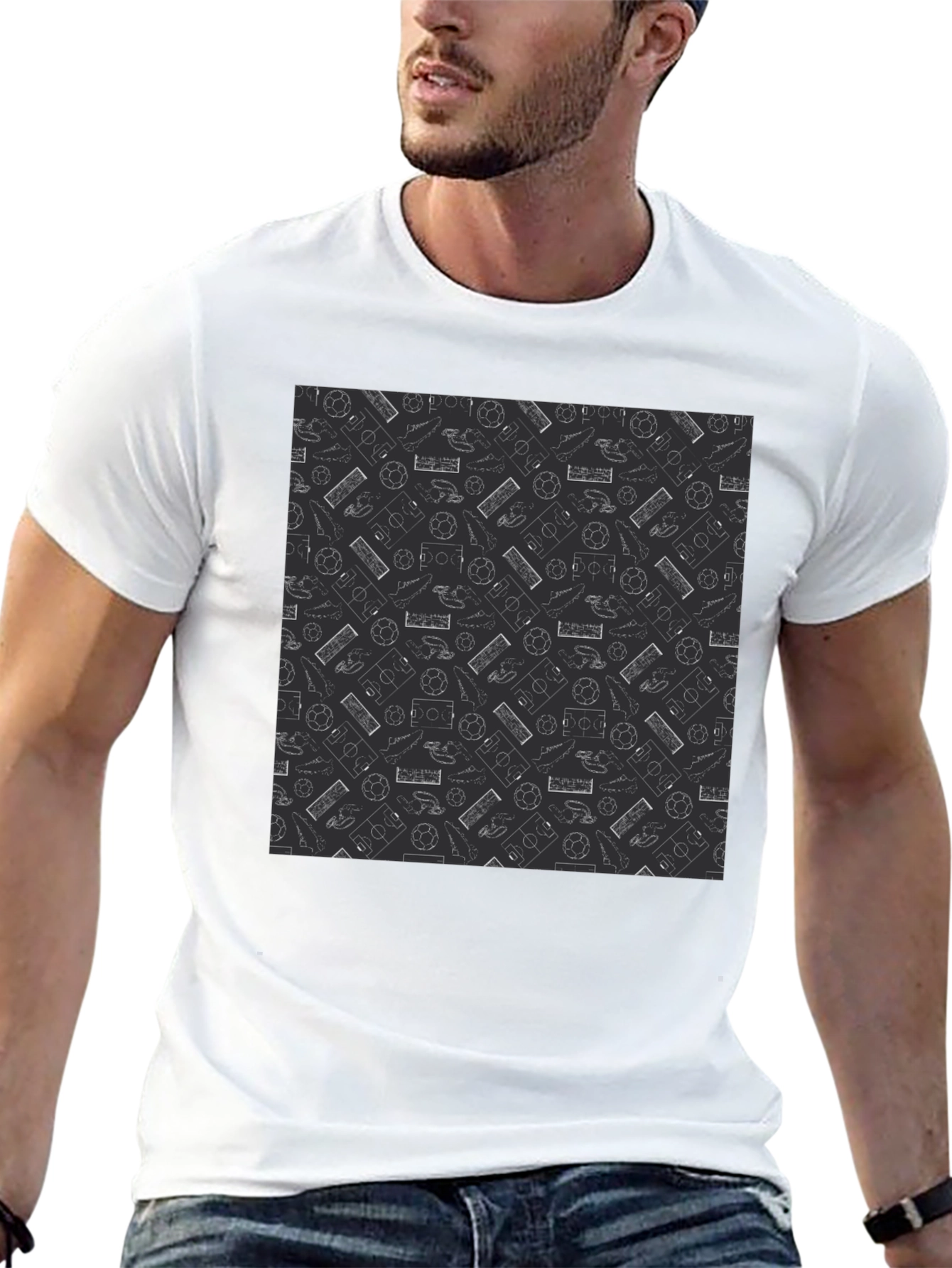 Soccer Pattern Black T-Shirt