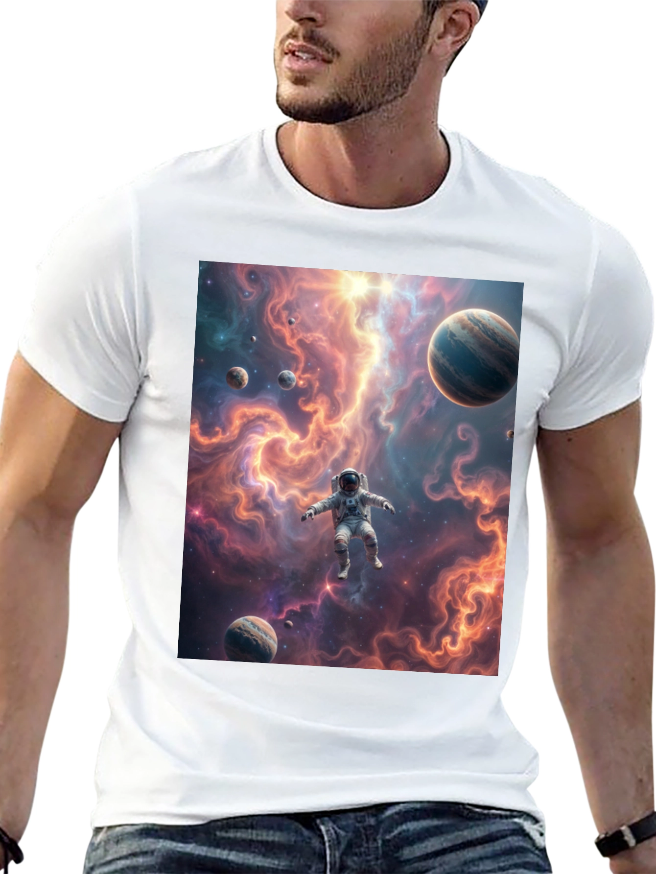 Astronaut Galaxy Black T-Shirt