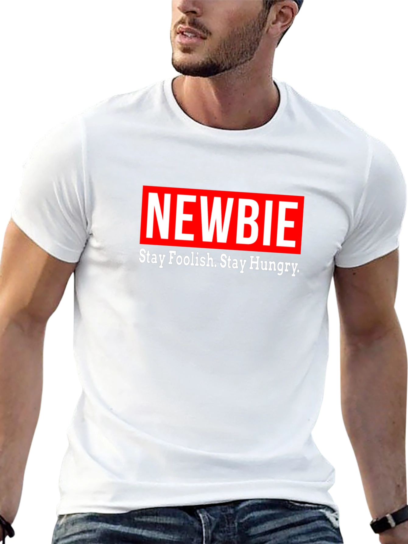 Newbie T-Shirt - Stay Foolish Stay Hungry Black Tee