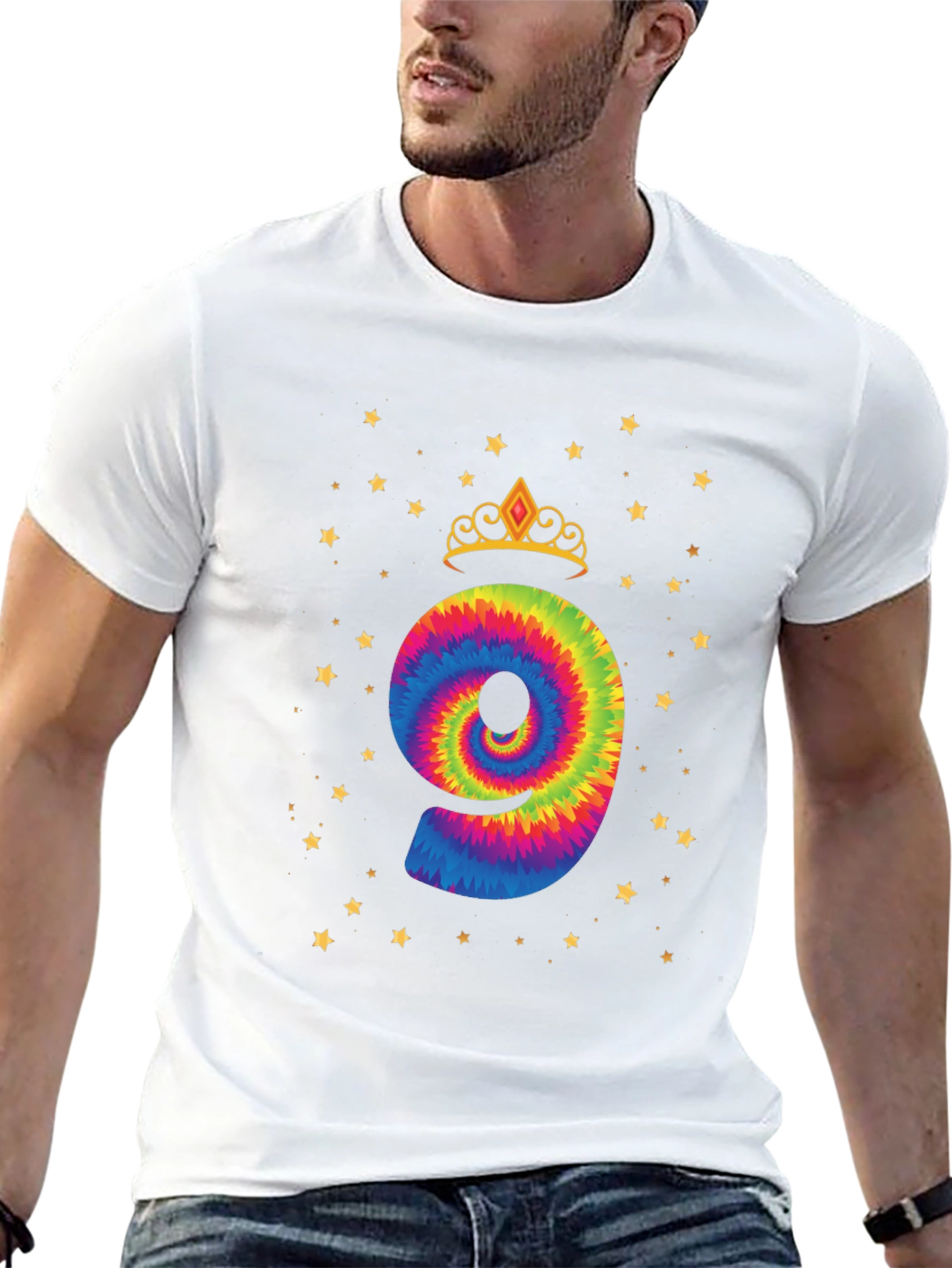 Tie Dye Number 9 Birthday Girl T-Shirt