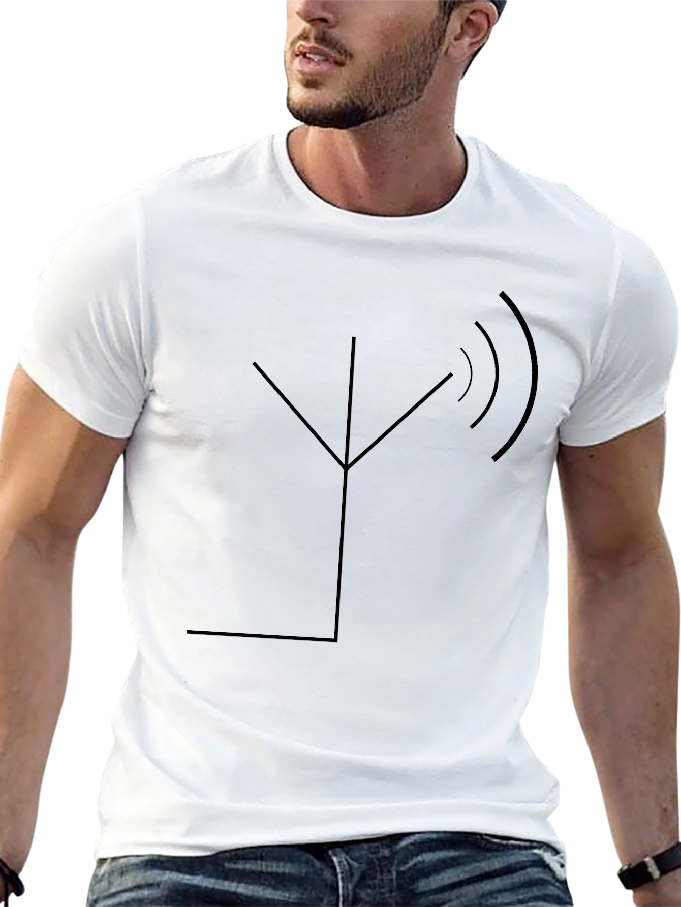 Minimalist Antenna Graphic Black T-Shirt