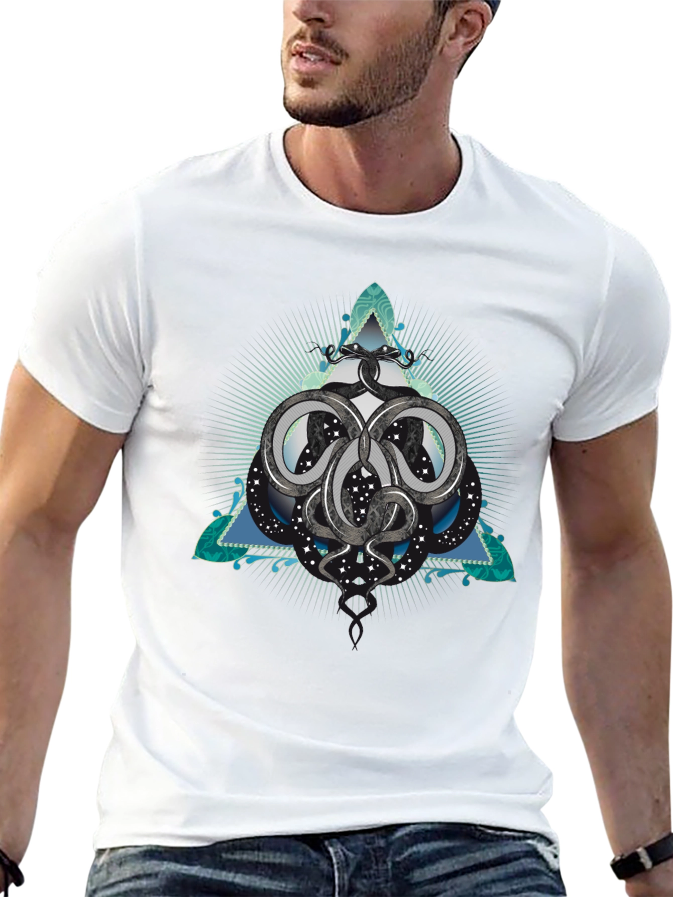 Serpent Triangle Graphic Black Tee
