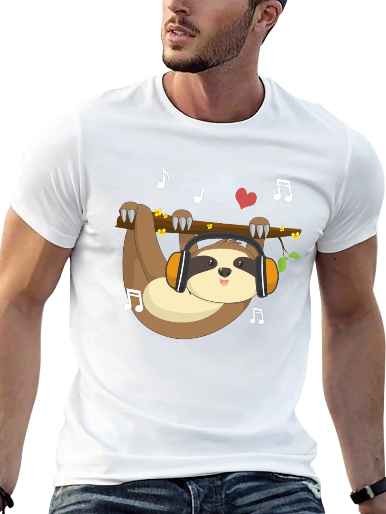Sloth Music Lover T-Shirt - Relaxed Style