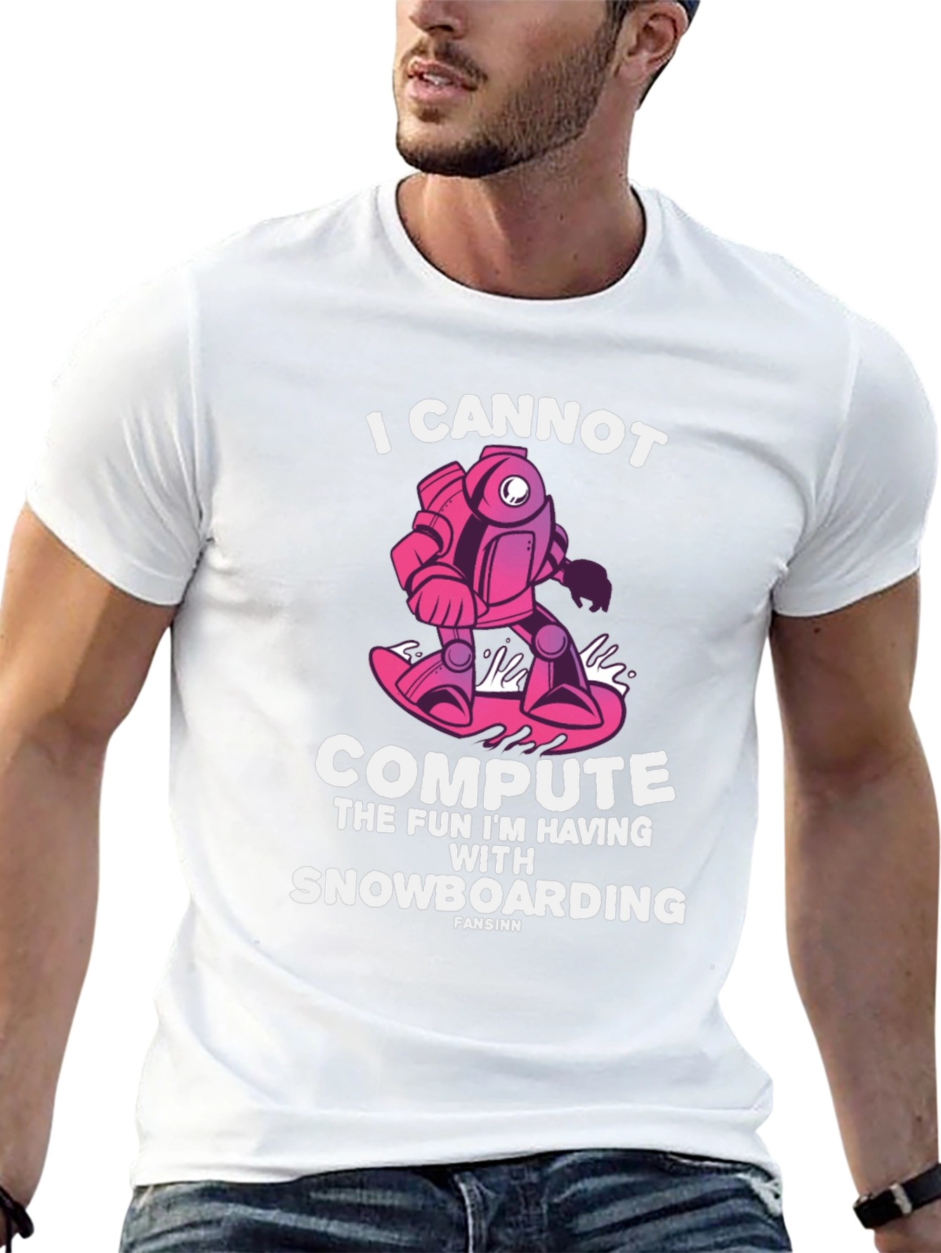 Snowboarding Robot Graphic T-Shirt - I Cannot Compute Fun