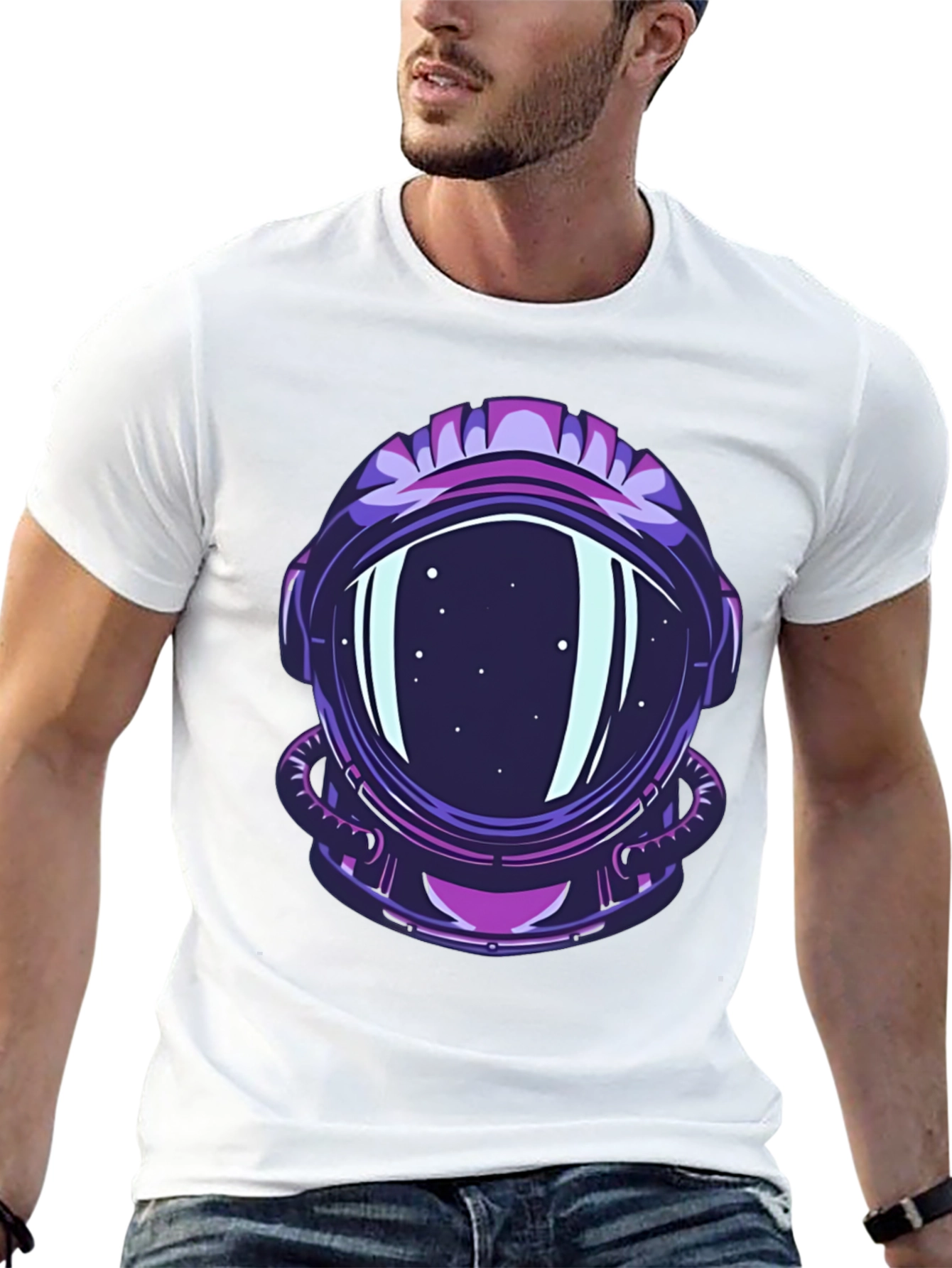 Astronaut Helmet Graphic Tee - Cool Space Design