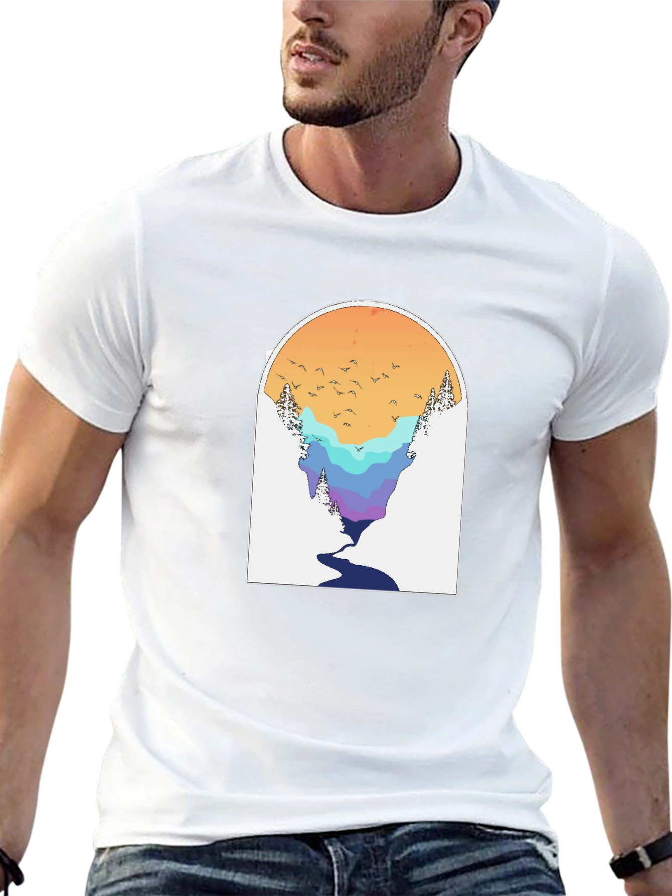 Nature Scene Graphic Tee - Black