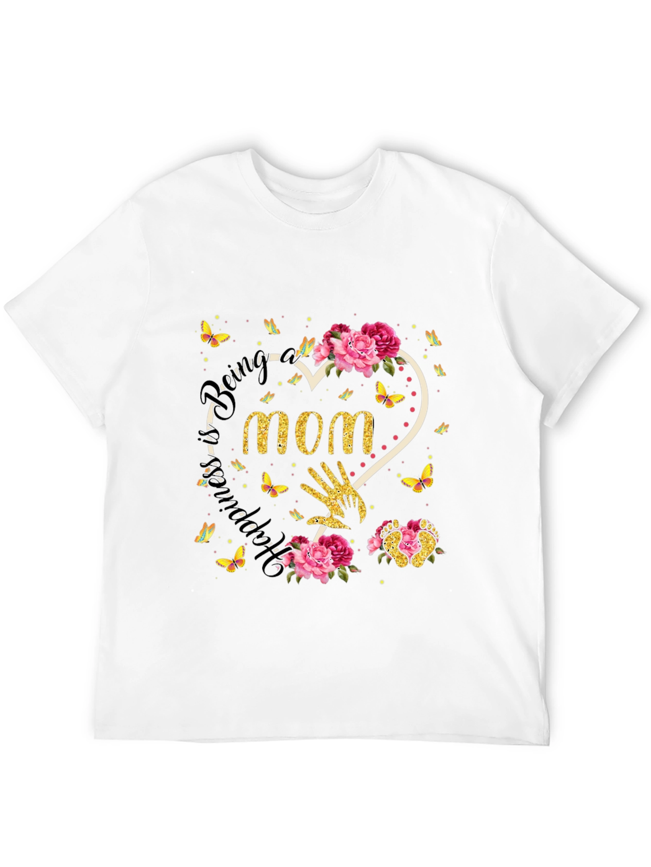 Happiest Being a Mom T-Shirt Floral Design
