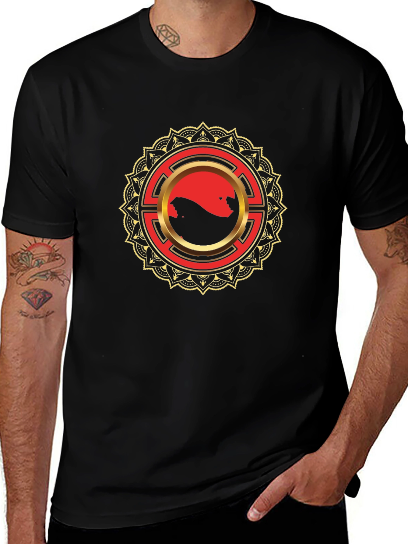 Yin Yang Mandala Graphic Tee - Stylish Black T-Shirt