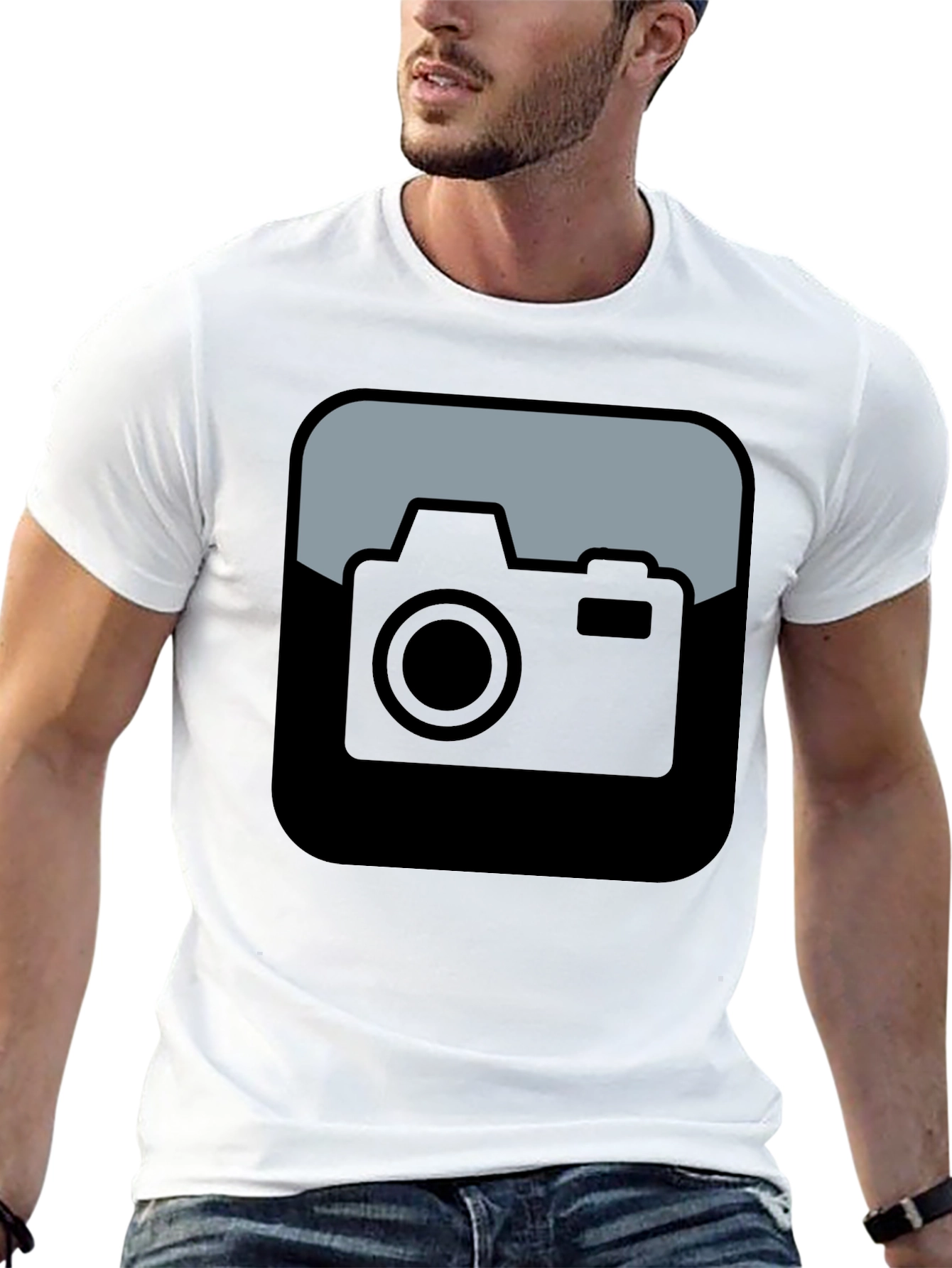 Camera Icon Black T-Shirt